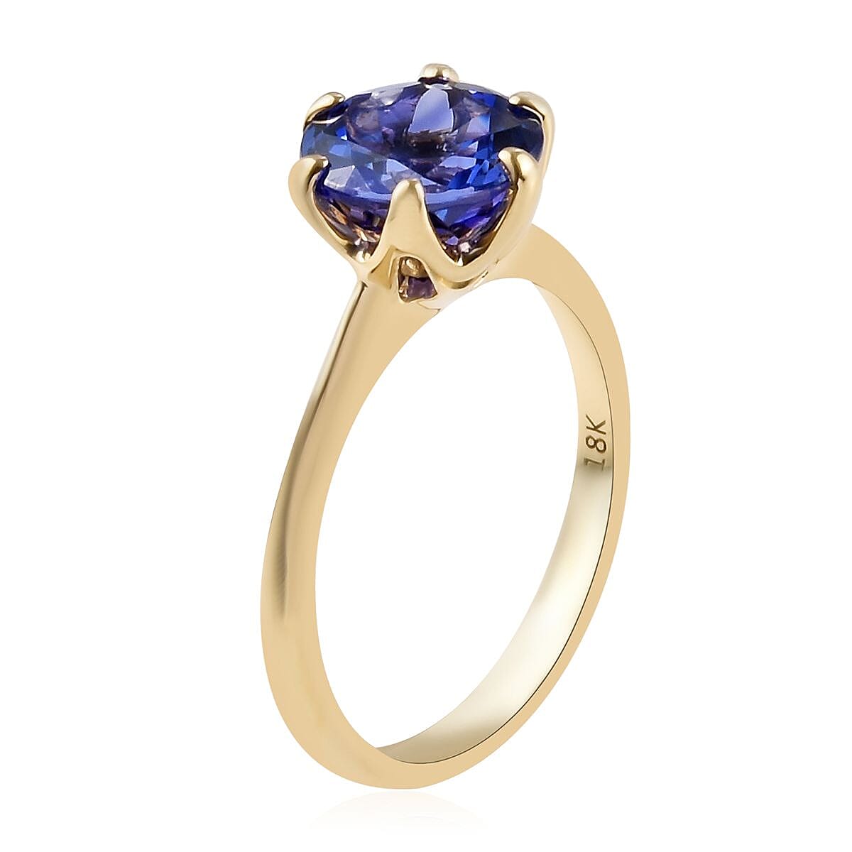 ILIANA 18K Yellow Gold AAA Tanzanite (Rnd) Solitaire Ring 2.25 Ct.
