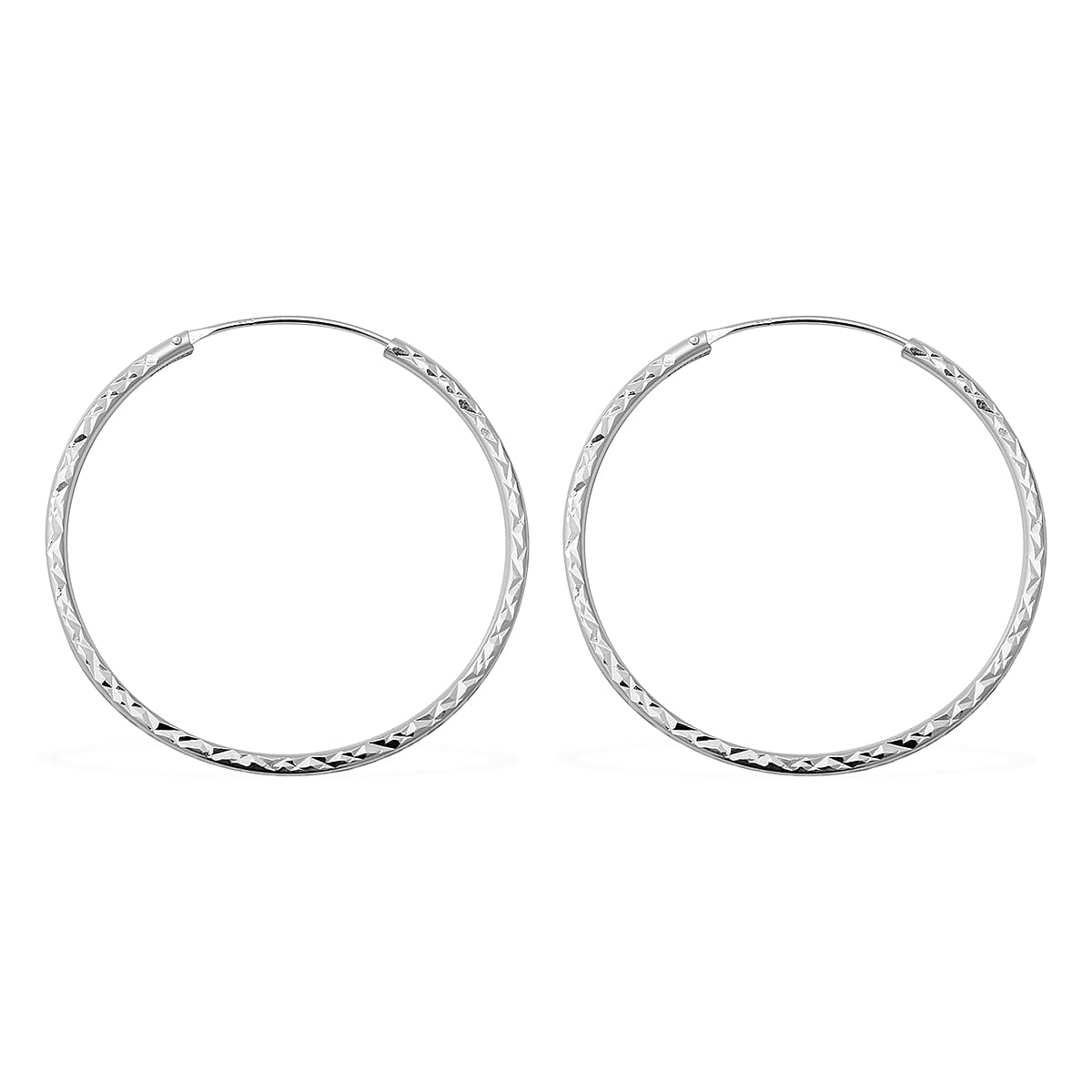 Sterling Silver Diamond Cut Hoop Earrings