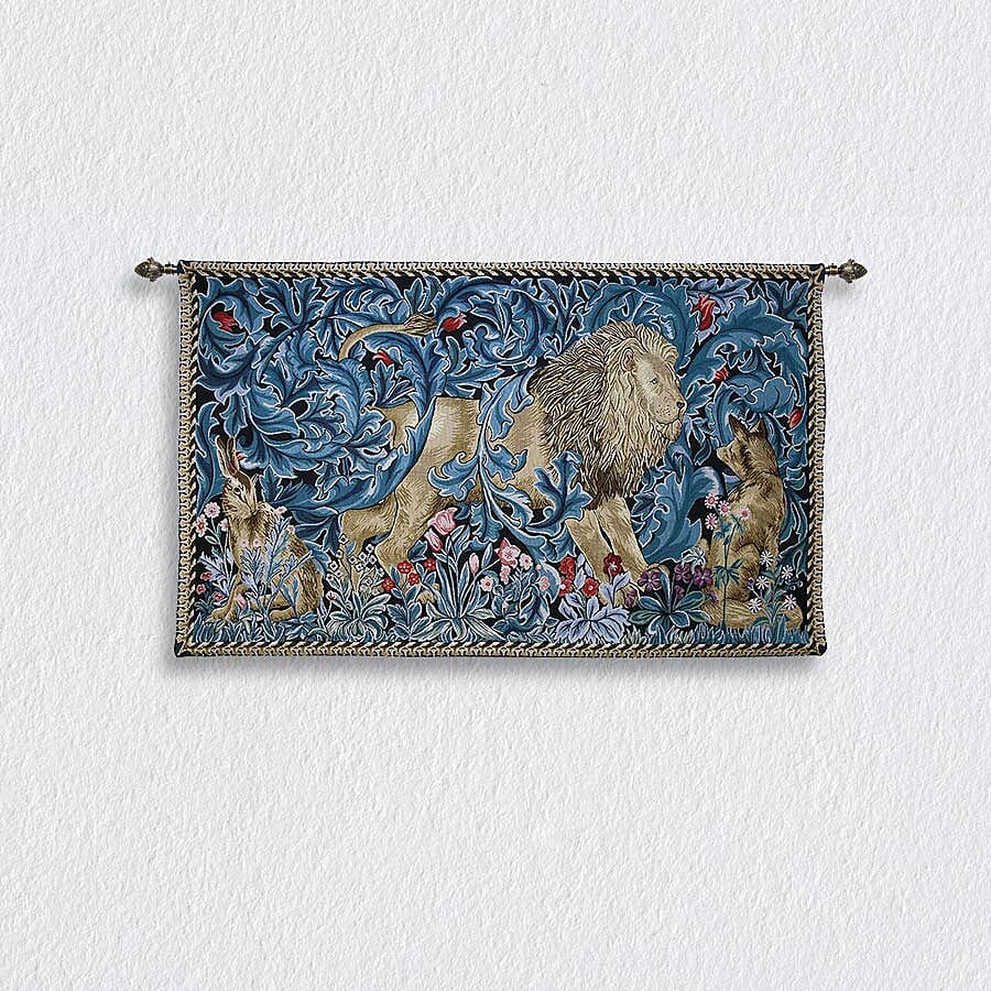 Signare Tapestry- William Morris Lion and the Forest Wall Hanging (Size 139x87 Cm)