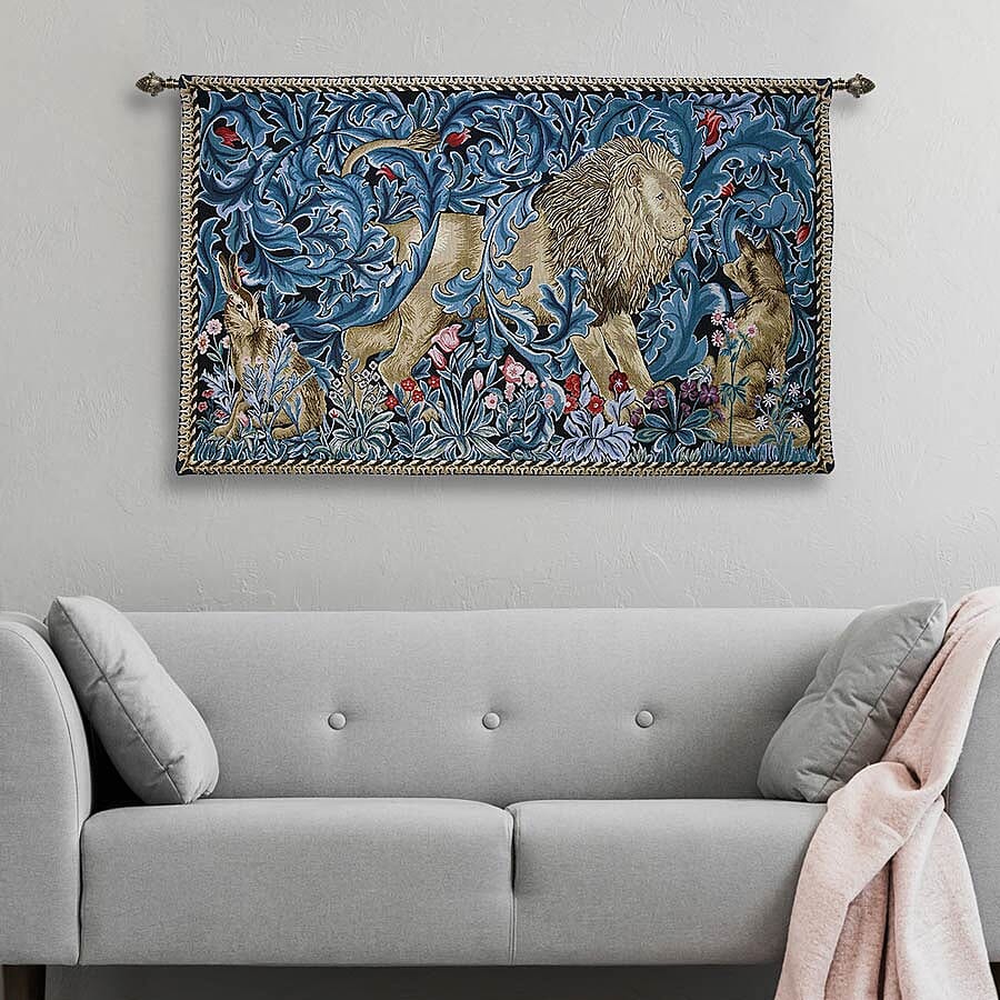 Signare Tapestry- William Morris Lion and the Forest Wall Hanging (Size 139x87 Cm)