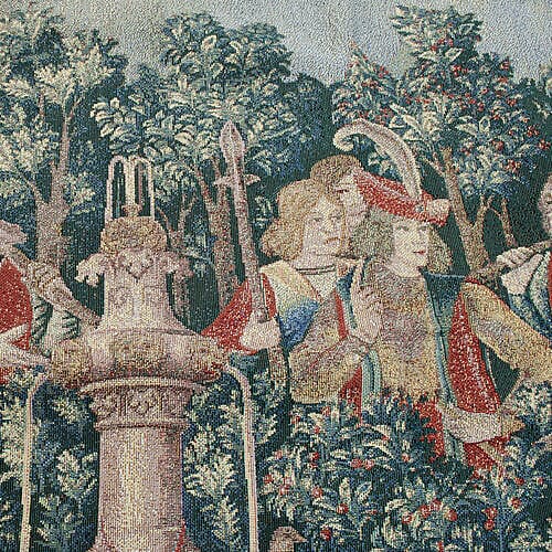 Signare Tapestry - 100% Cotton Wall Hanging - The Hunt of the Unicorn (Size 100x100 Cm)