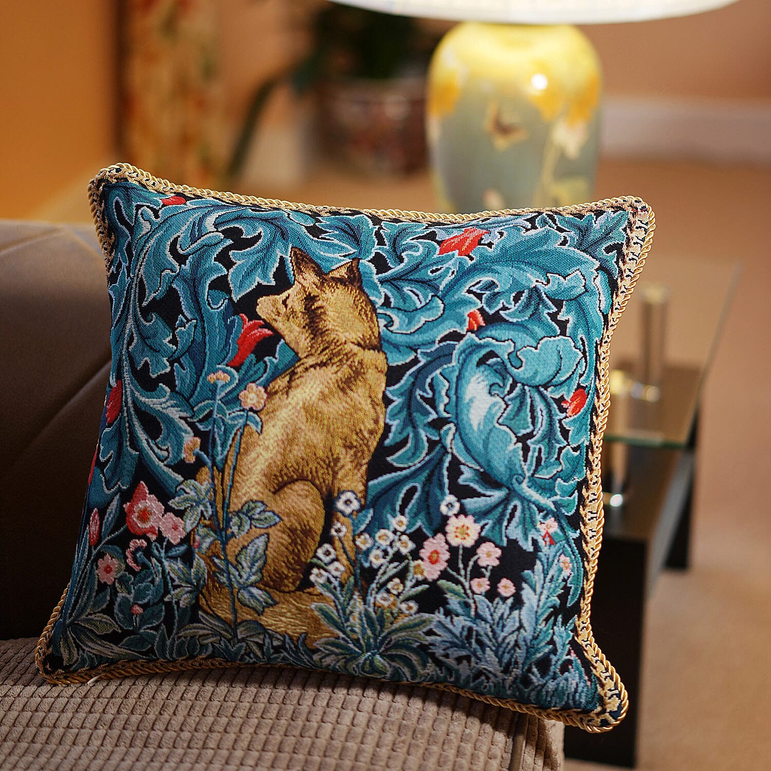 Signare Tapestry Art - Cushion Cover Inspired by William Morris The Fox (45x45cm)