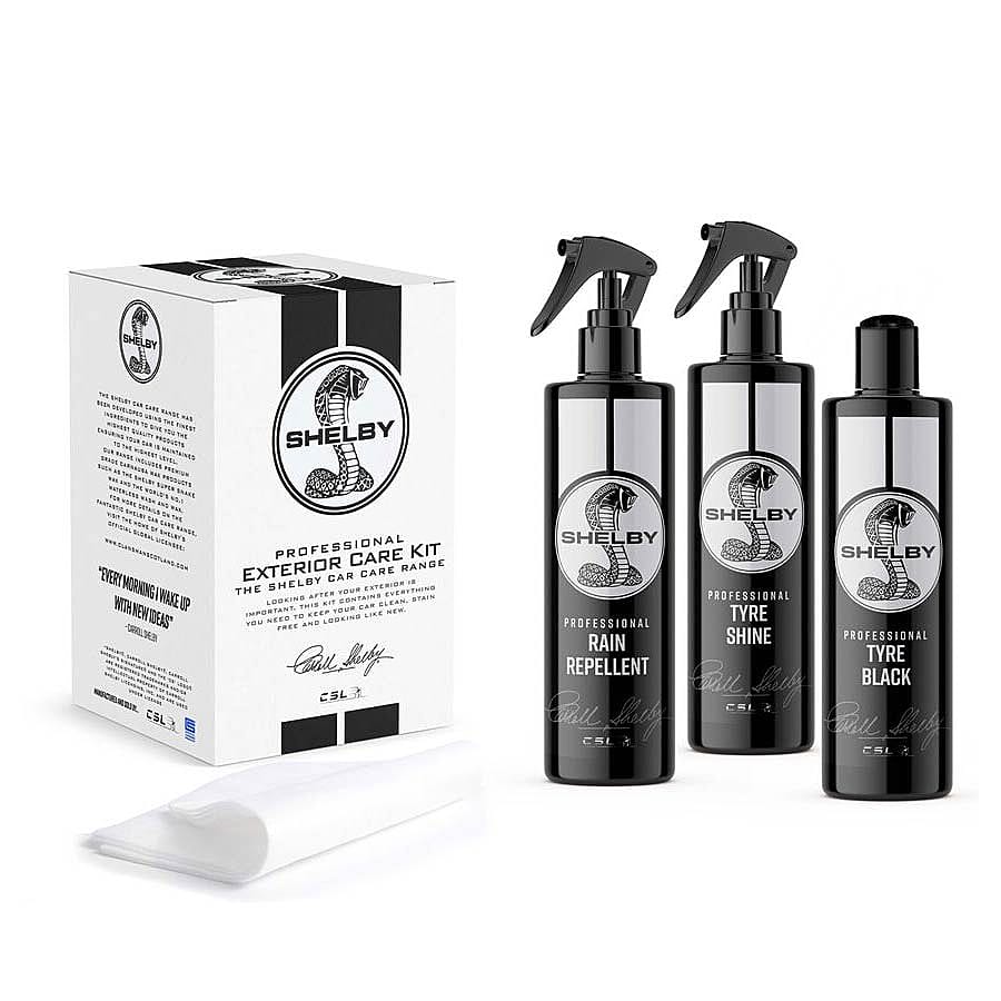 SHELBY Exterior 3 Pc Kit - Tyre Shine, Tyre Black and Rain Repellent with 2 X Applicators