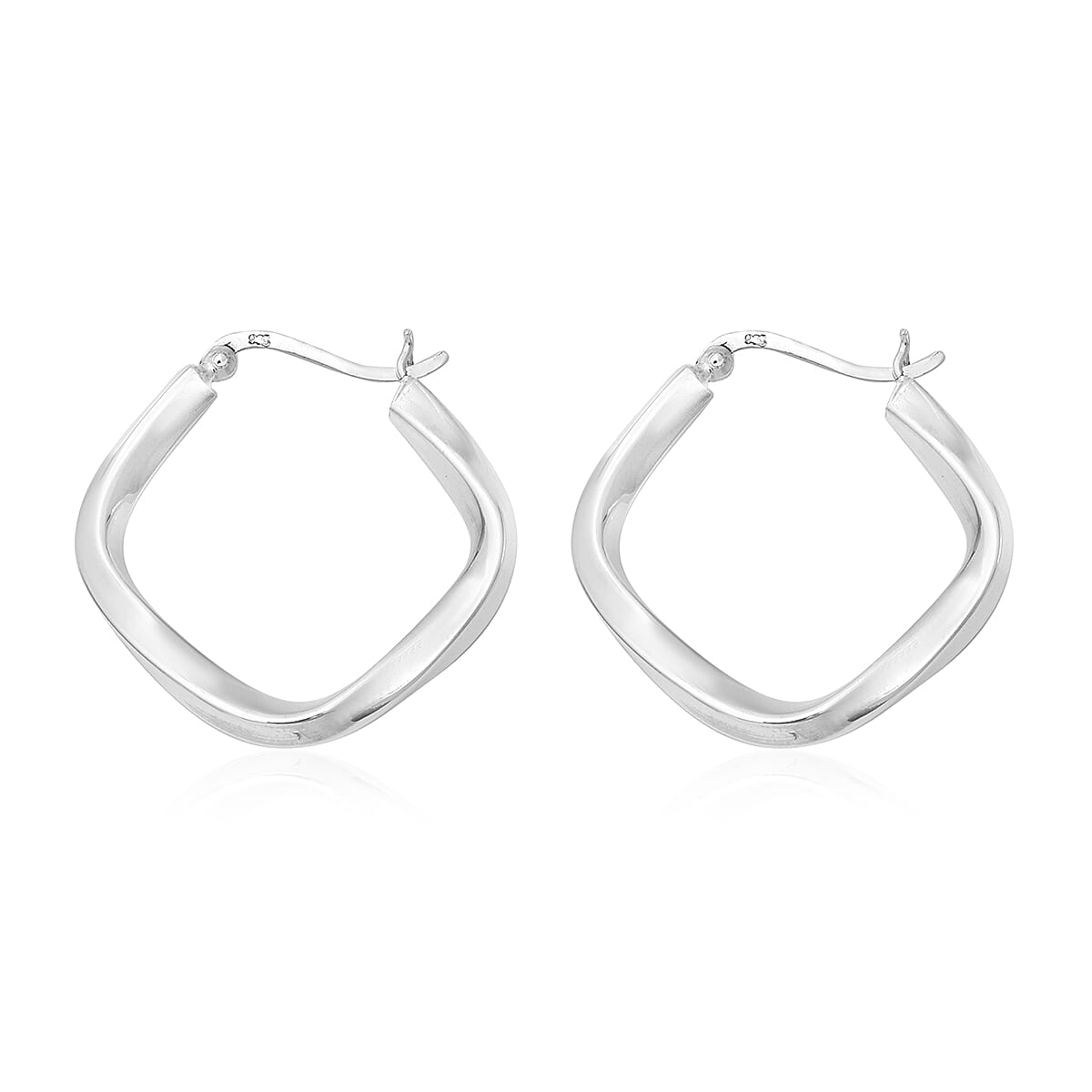 Designer Inspired- Sterling Silver Twisted Hoop Earrings, Silver wt 6.27 Gms