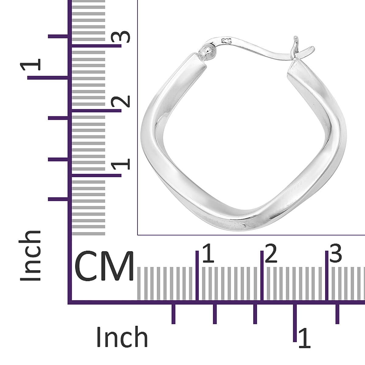 Designer Inspired- Sterling Silver Twisted Hoop Earrings, Silver wt 6.27 Gms