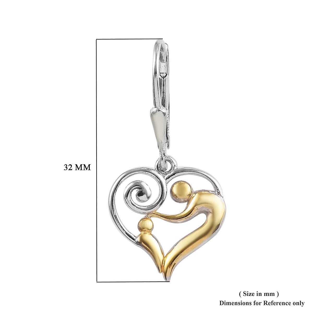 Platinum and Yellow Gold Overlay Sterling Silver Lever Back Earrings