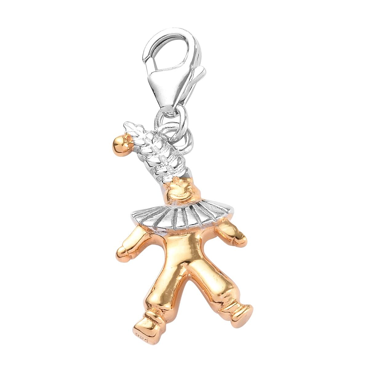 Platinum and Yellow Gold Overlay Sterling Silver Clown Charm