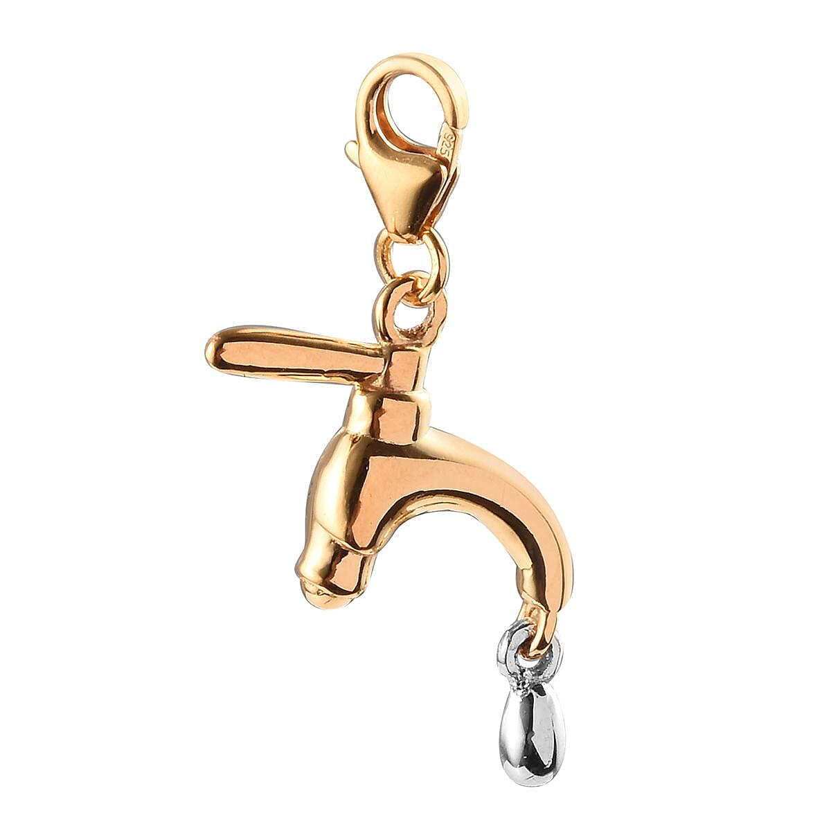 Platinum and Yellow Gold Overlay Sterling Silver Tap Charm