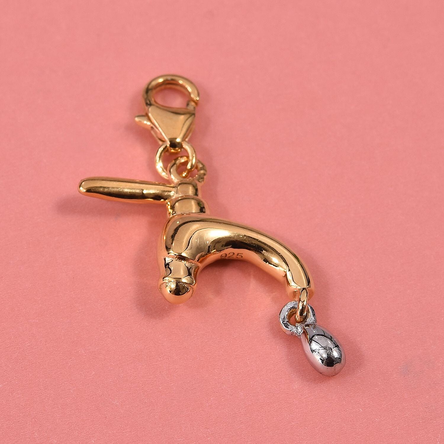 Platinum and Yellow Gold Overlay Sterling Silver Tap Charm