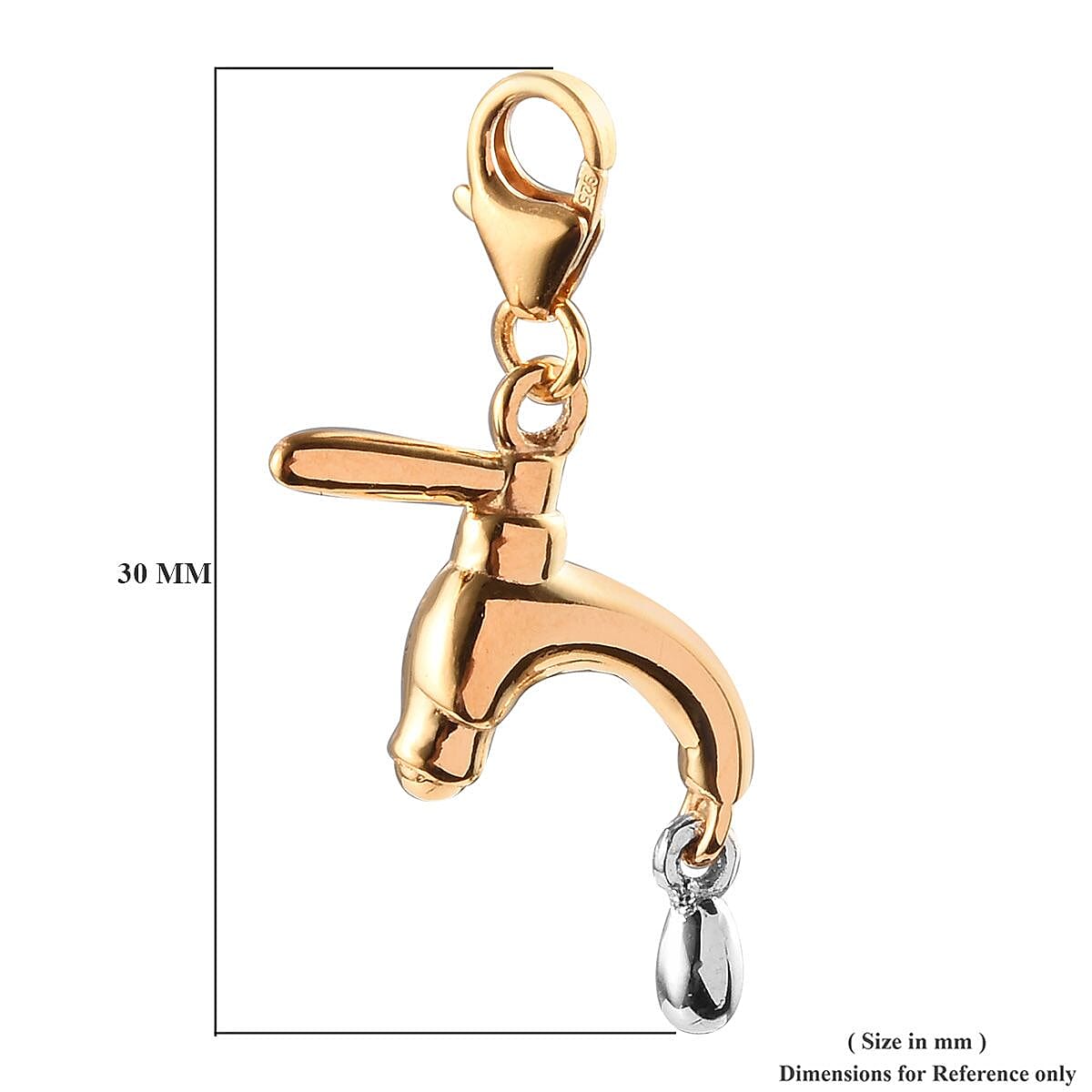 Platinum and Yellow Gold Overlay Sterling Silver Tap Charm