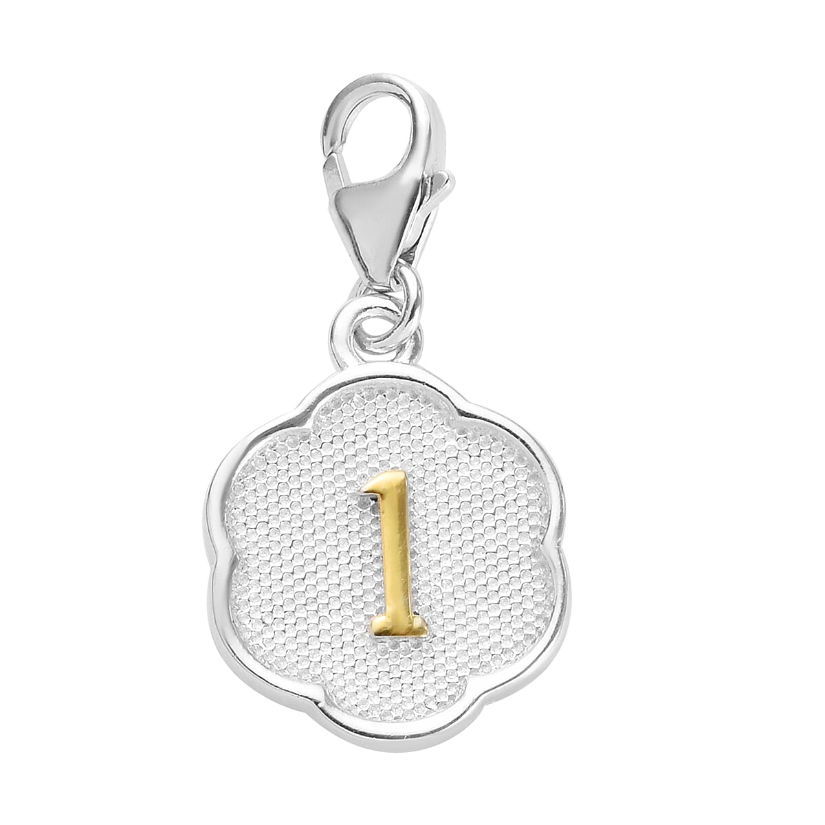 1 Birthday Charm in Platinum and Yellow Gold Overlay Sterling Silver