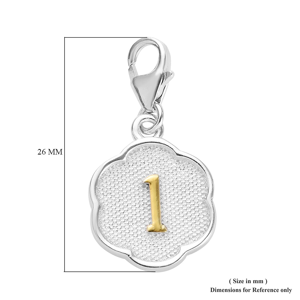 1 Birthday Charm in Platinum and Yellow Gold Overlay Sterling Silver