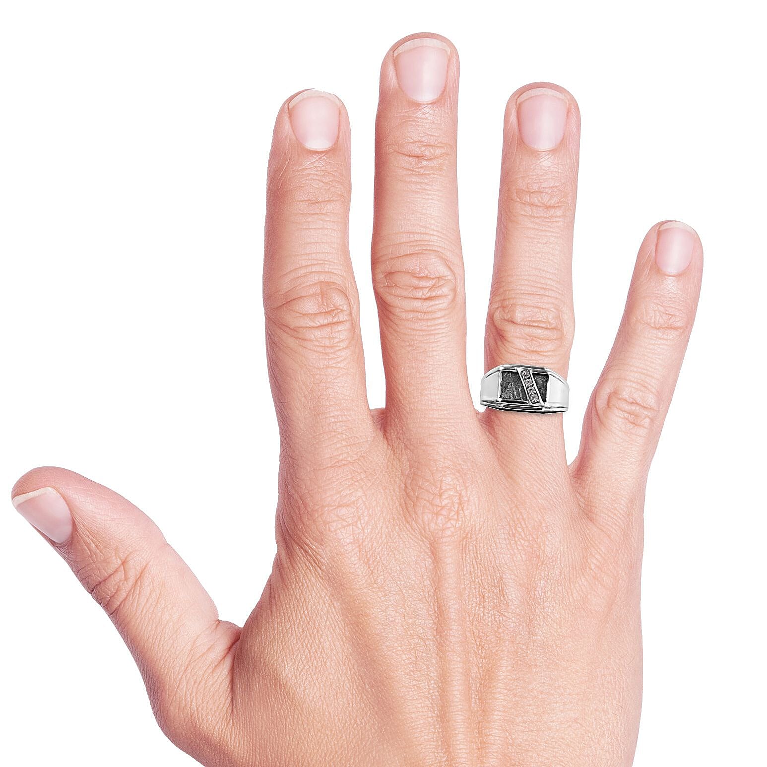 Tucson Special - Meteorite (Bgt 12x8mm), Natural Cambodian Zircon Ring in Platinum Overlay Sterling Silver 1.03 Ct, Silver wt 6.45 Gms