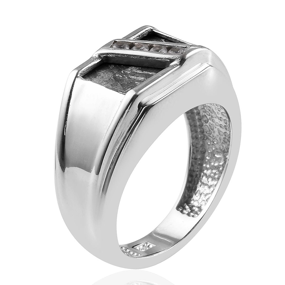 Tucson Special - Meteorite (Bgt 12x8mm), Natural Cambodian Zircon Ring in Platinum Overlay Sterling Silver 1.03 Ct, Silver wt 6.45 Gms