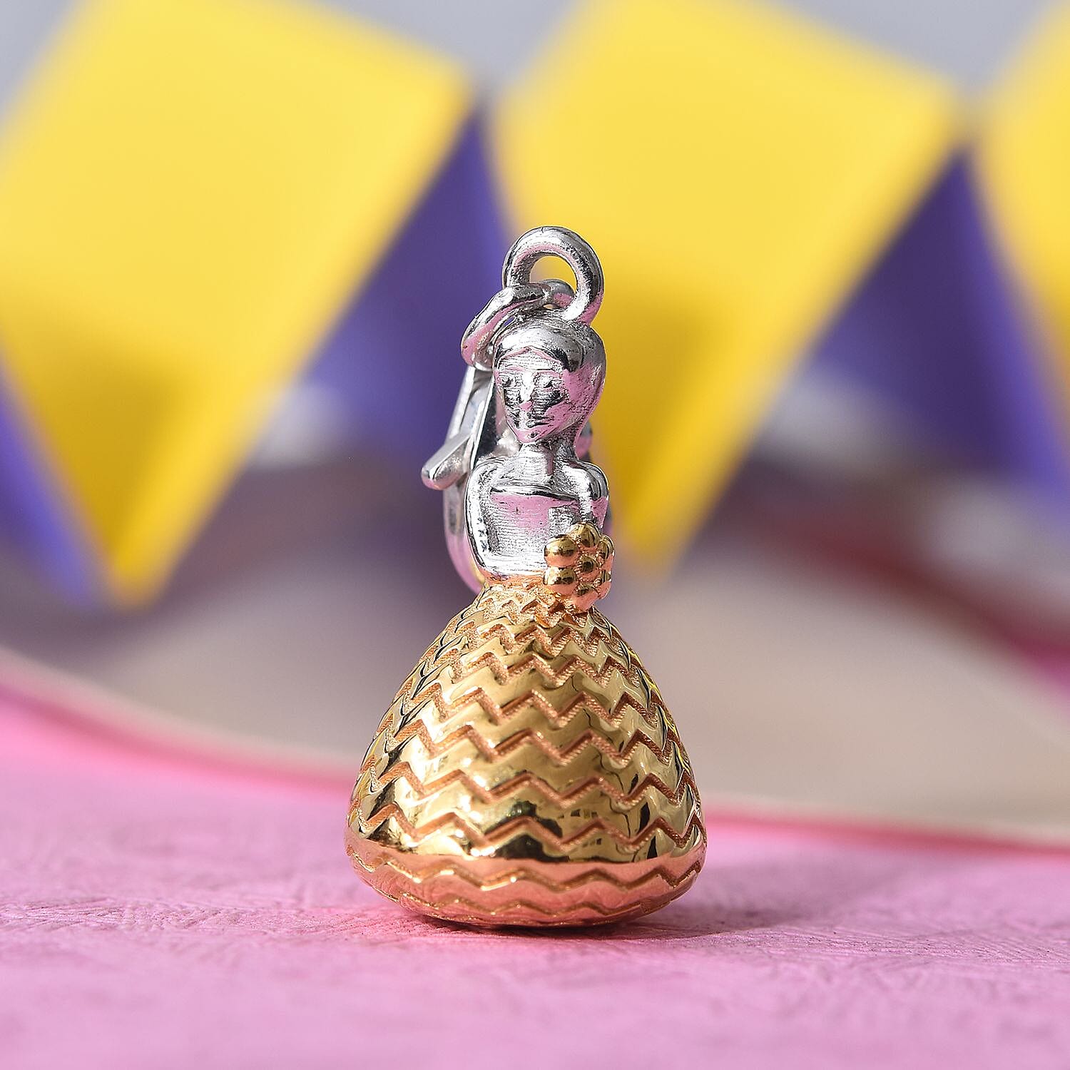 Platinum and Yellow Gold Overlay Sterling Silver Charm