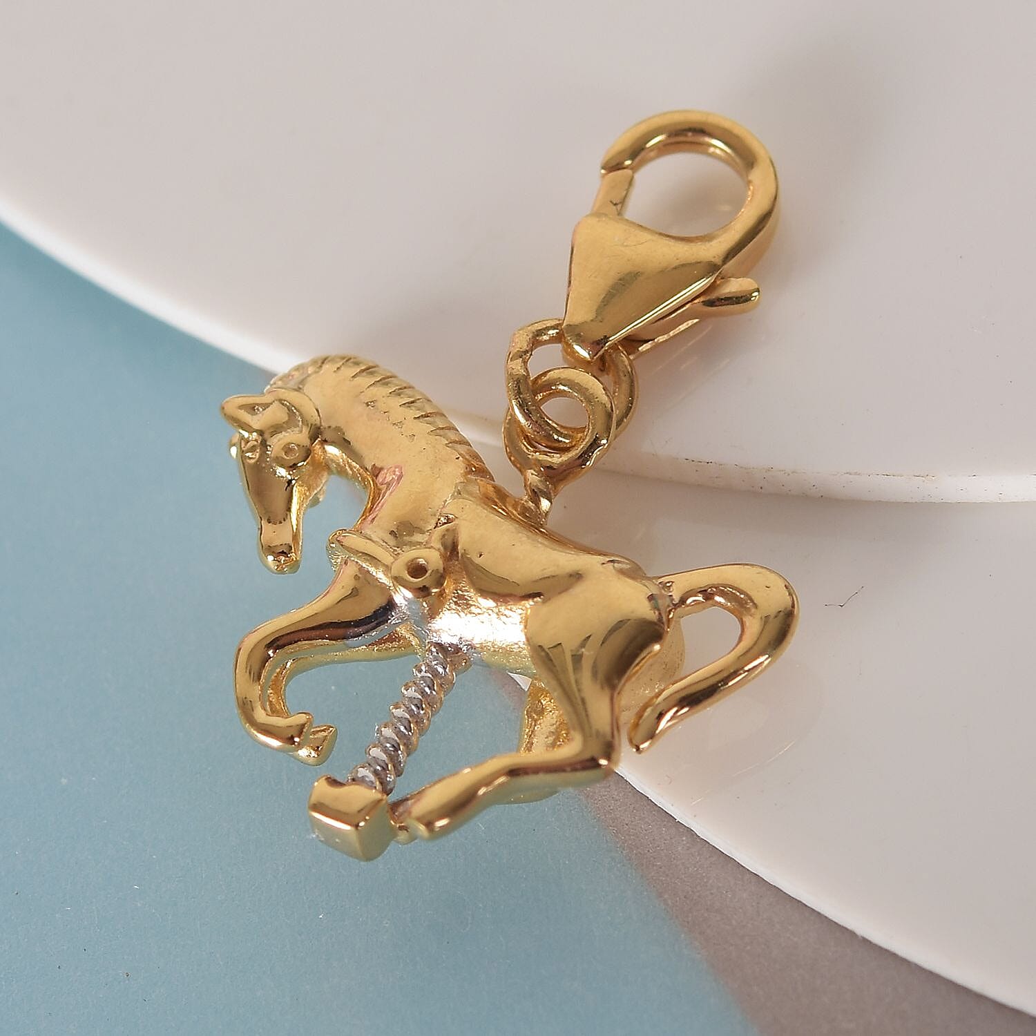 Platinum and Yellow Gold Overlay Sterling Silver Horse Charm