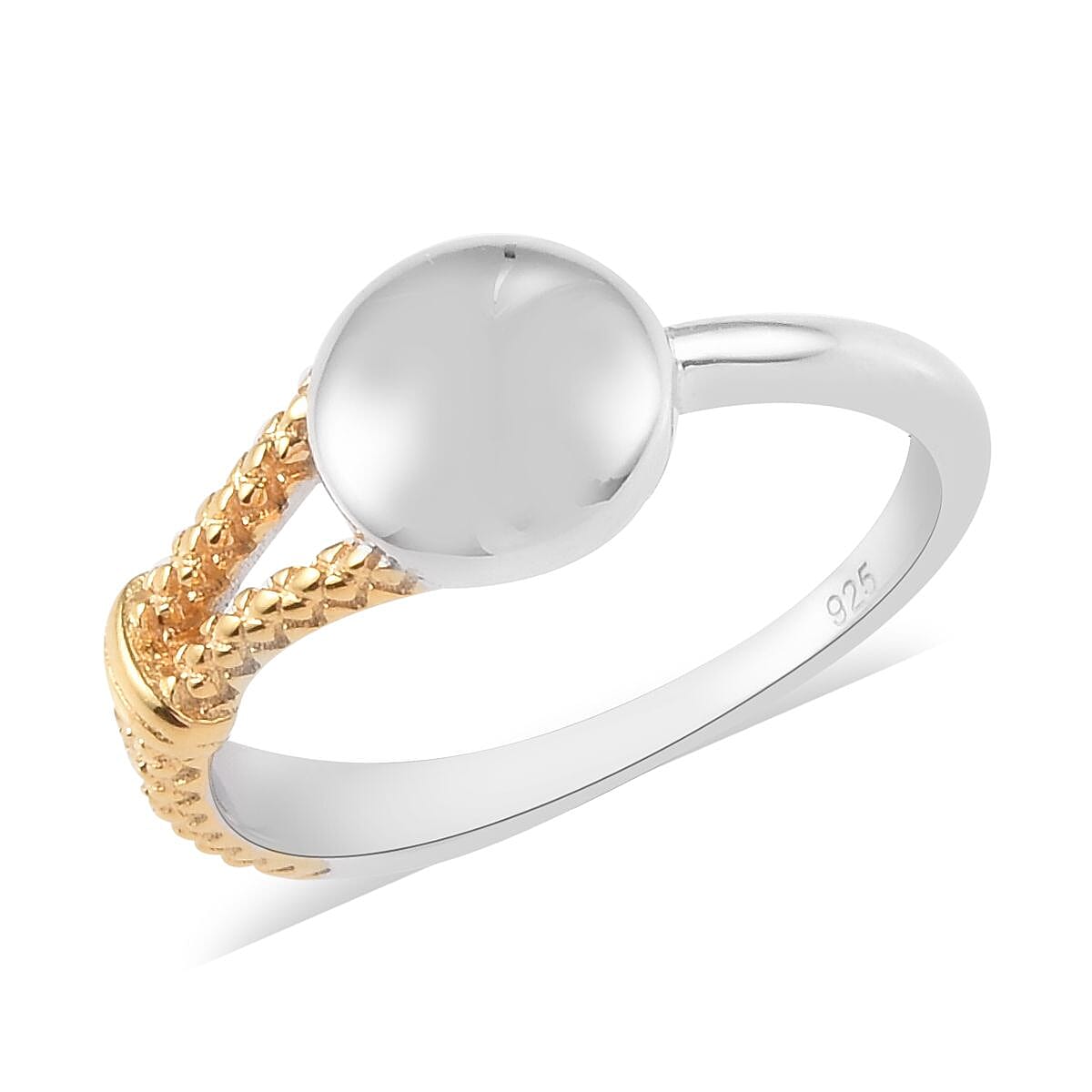 Platinum and Yellow Gold Overlay Sterling Silver Ring