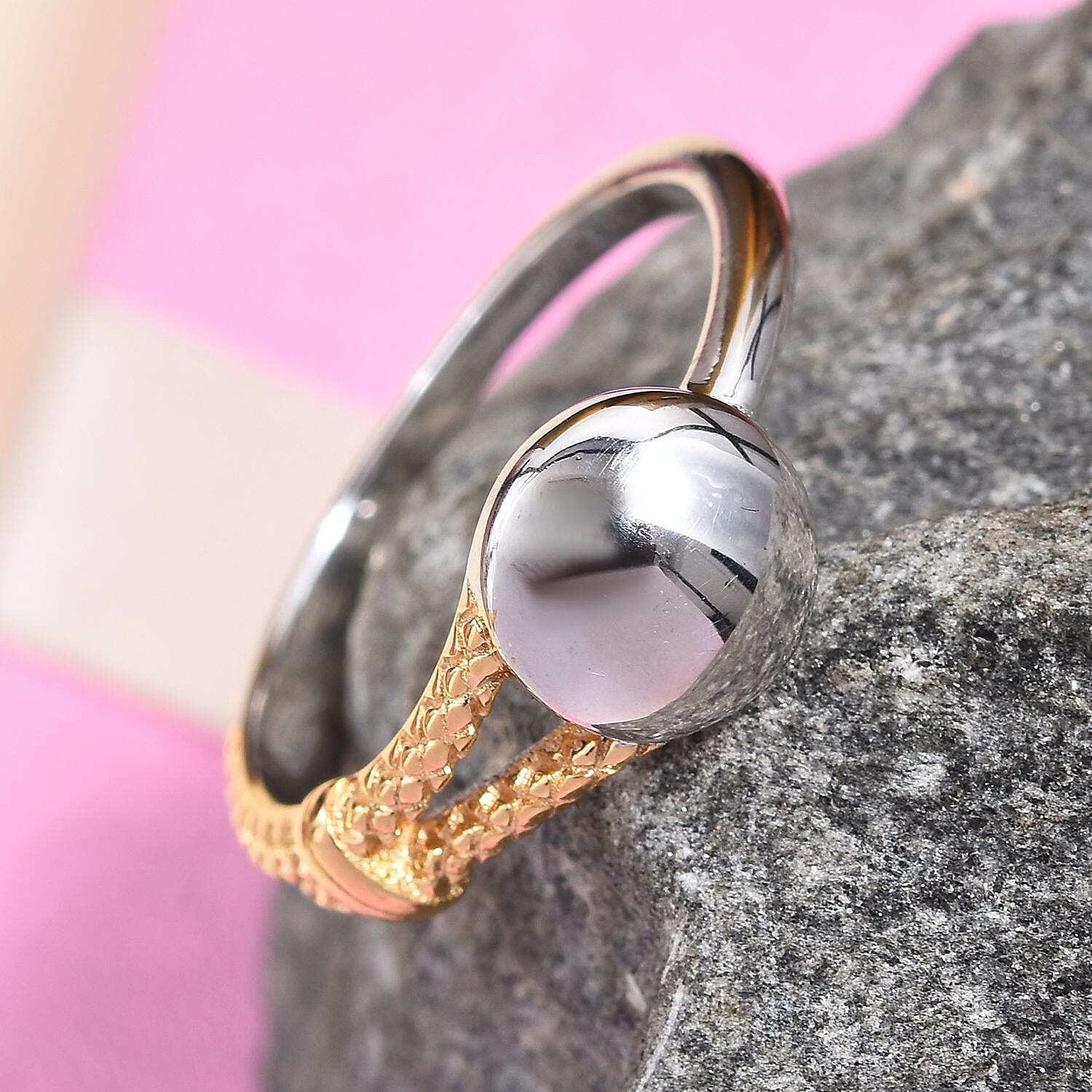 Platinum and Yellow Gold Overlay Sterling Silver Ring