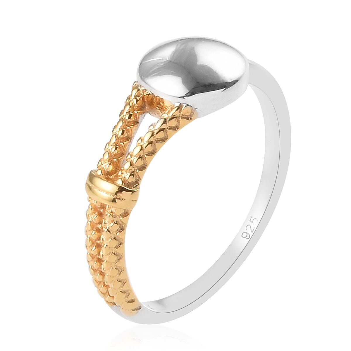 Platinum and Yellow Gold Overlay Sterling Silver Ring