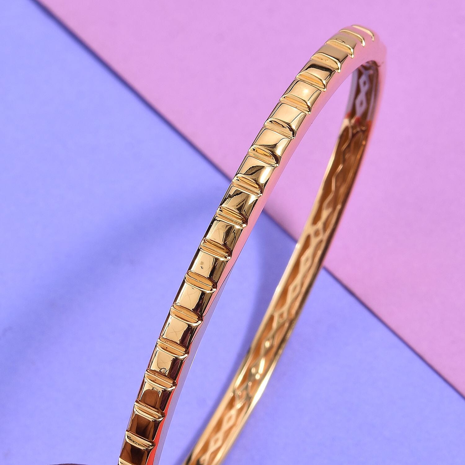 Designer Inspired- 14K Gold Overlay Sterling Silver Bangle (Size 7.5) - 19.20Gms