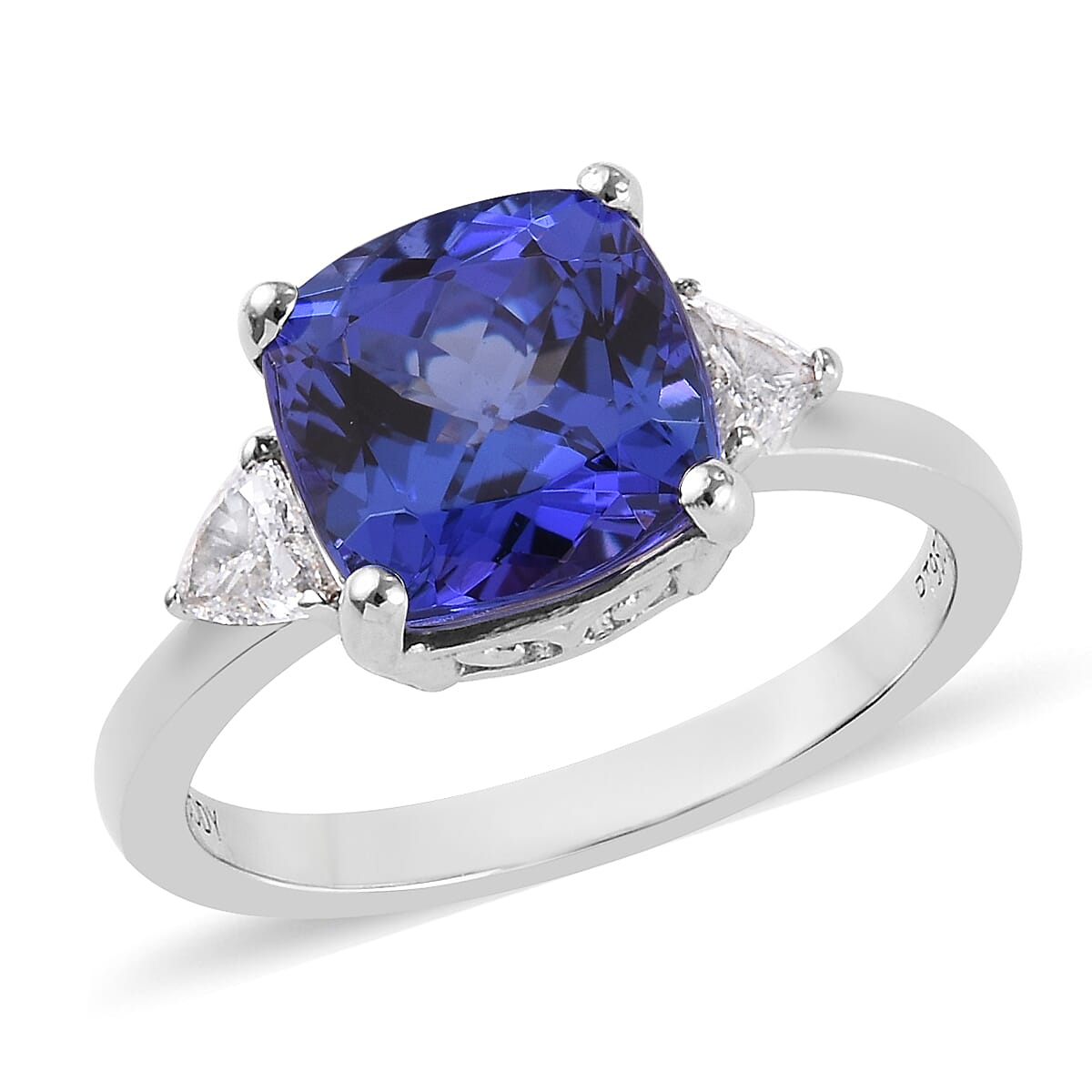 RHAPSODY 950 Platinum AAAA Tanzanite (Cush 8x8mm), Diamond (VS-E-F) Ring 2.70 Ct.