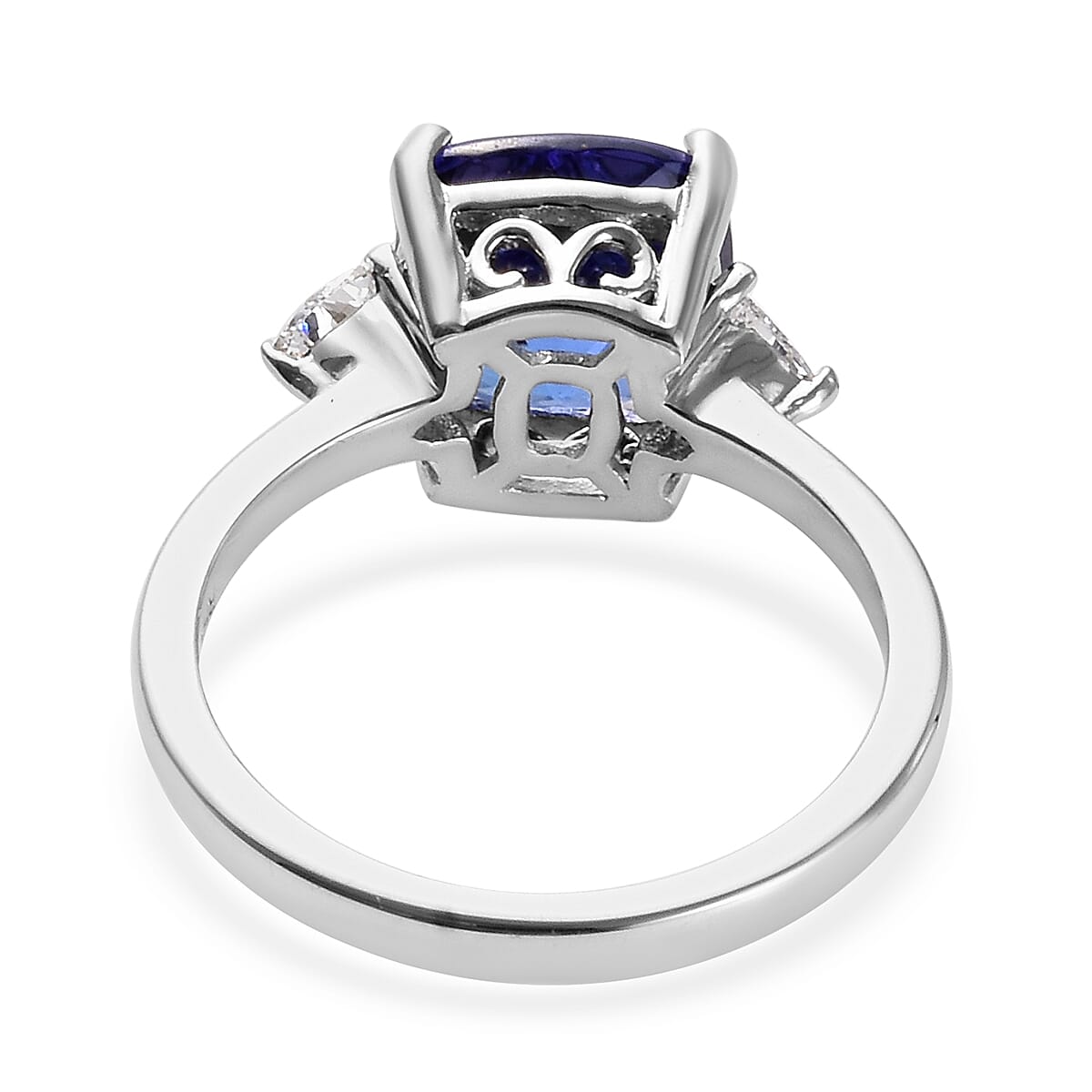 RHAPSODY 950 Platinum AAAA Tanzanite (Cush 8x8mm), Diamond (VS-E-F) Ring 2.70 Ct.