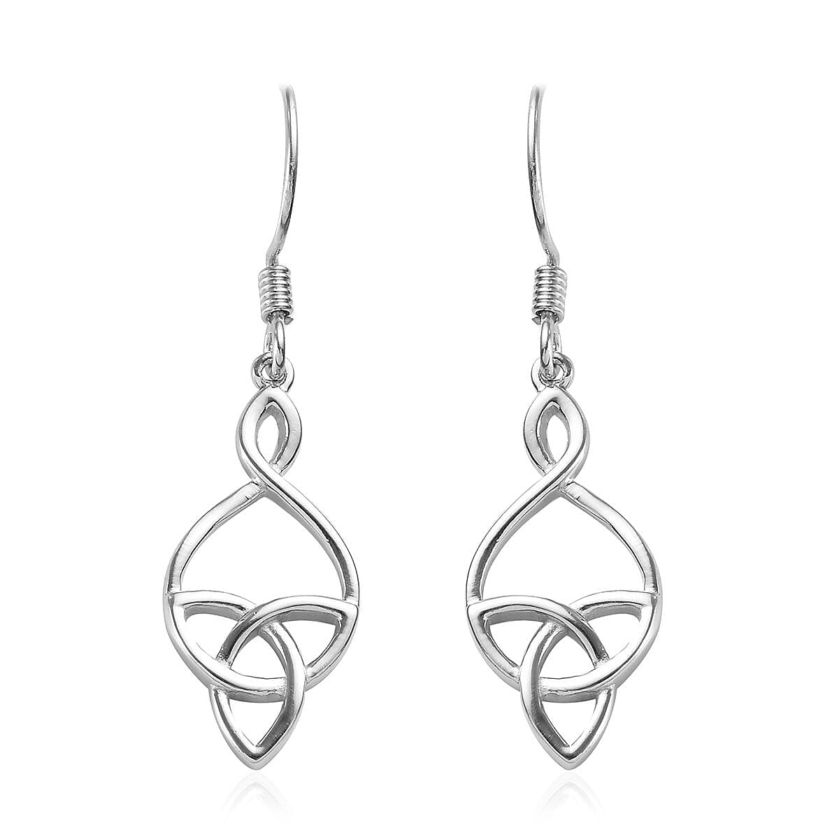 Platinum Overlay Sterling Silver Celtic Knot Hook Earrings