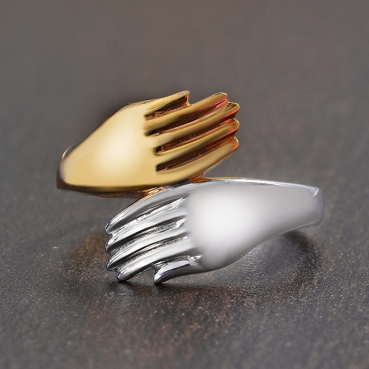 Hug Ring in Platinum and Yellow Gold Overlay Sterling Silver