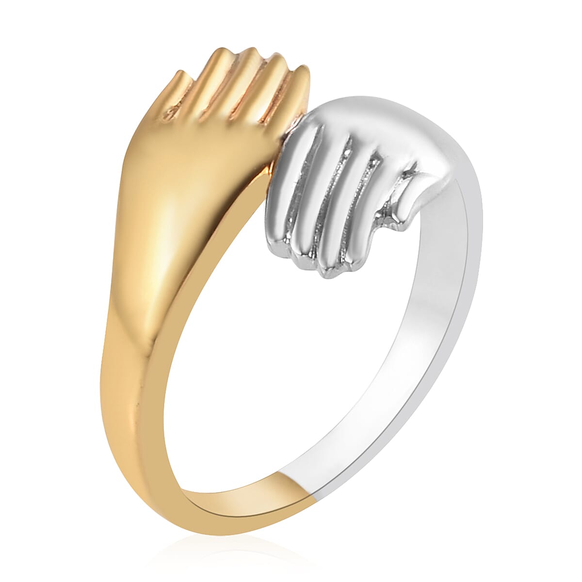 Hug Ring in Platinum and Yellow Gold Overlay Sterling Silver