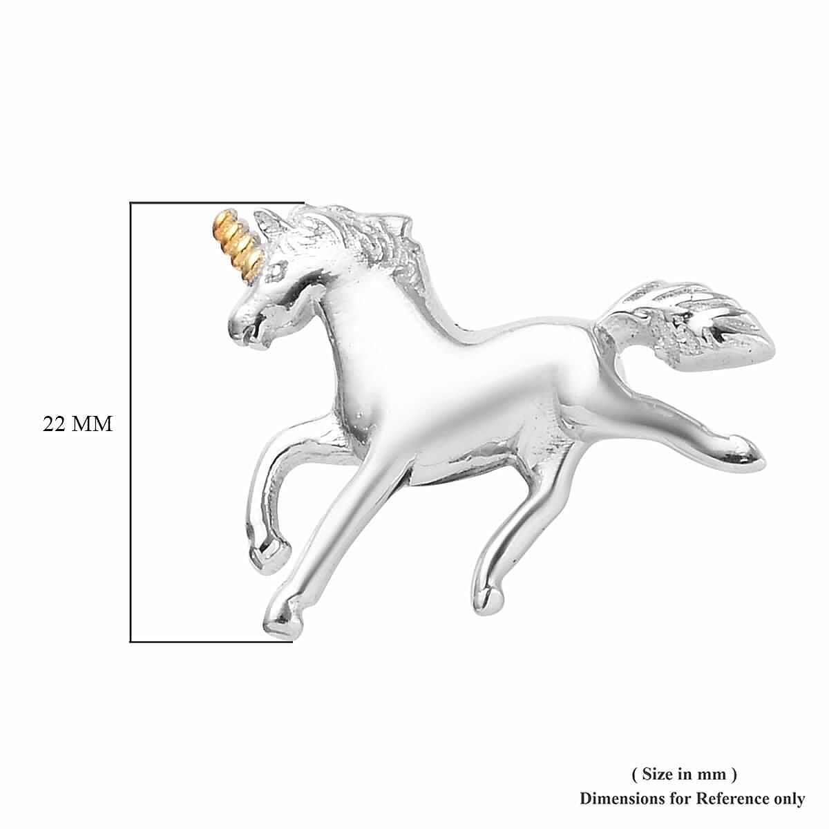 Unicorn Earrings for Girls in Platinum and Gold Plated Silver with Push Back