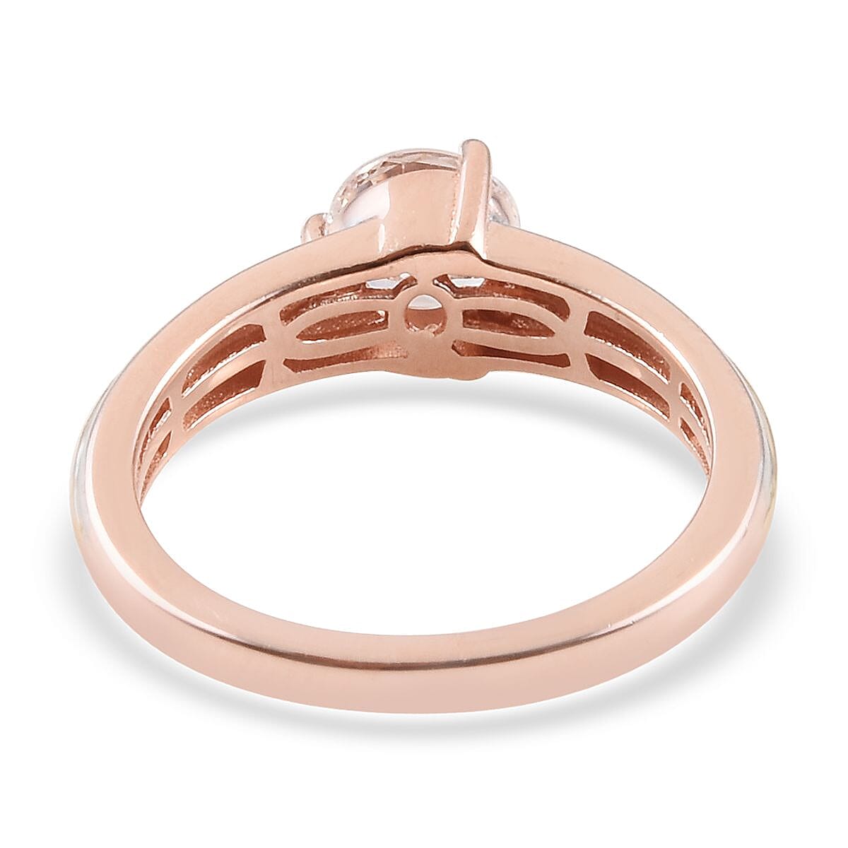 J Francis - Platinum, Yellow and Rose Gold Overlay Sterling Silver (Rnd) Ring Made with Finest CZ