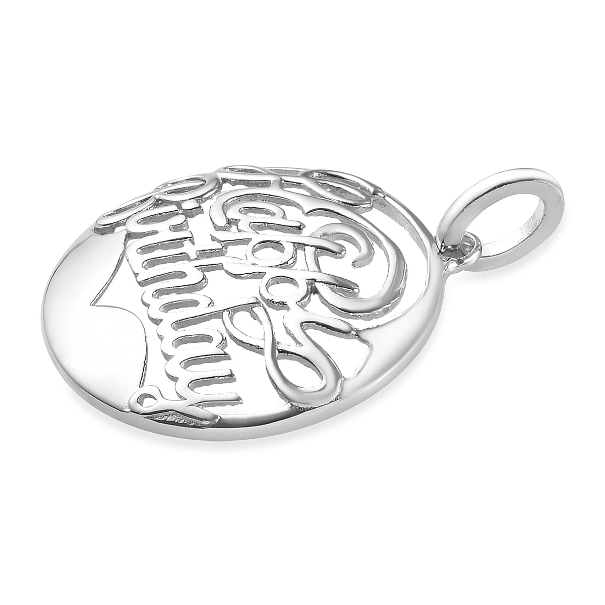 Happy Birthday Pendant in Platinum Overlay Sterling Silver