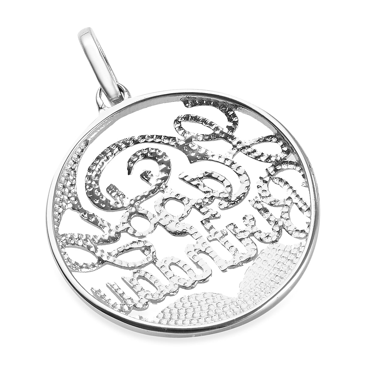Happy Birthday Pendant in Platinum Overlay Sterling Silver