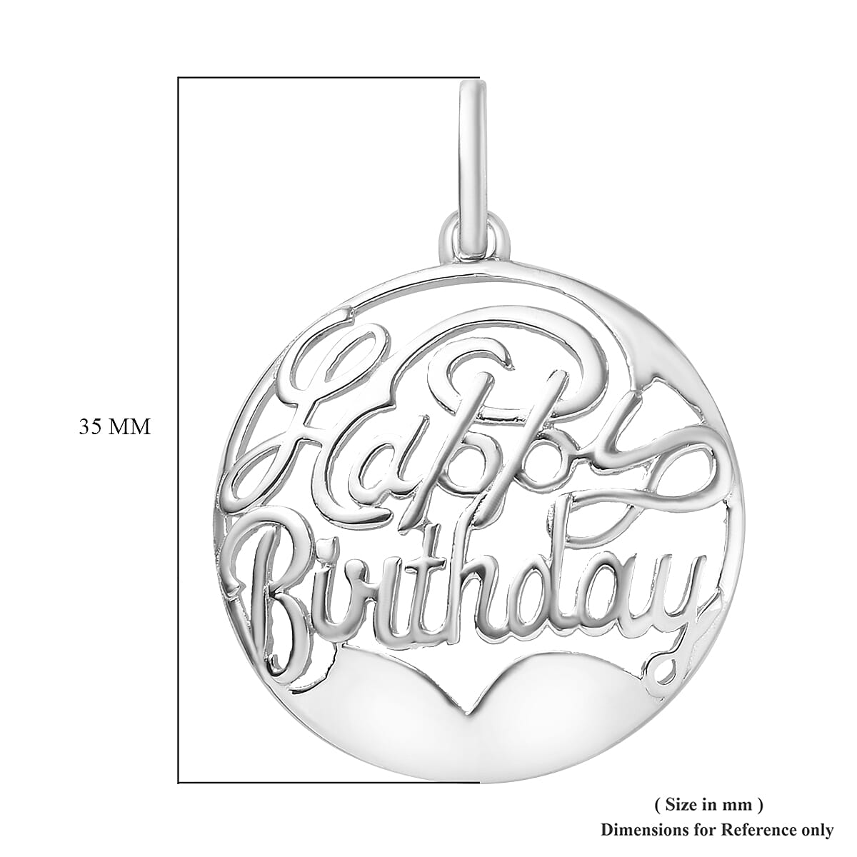 Happy Birthday Pendant in Platinum Overlay Sterling Silver