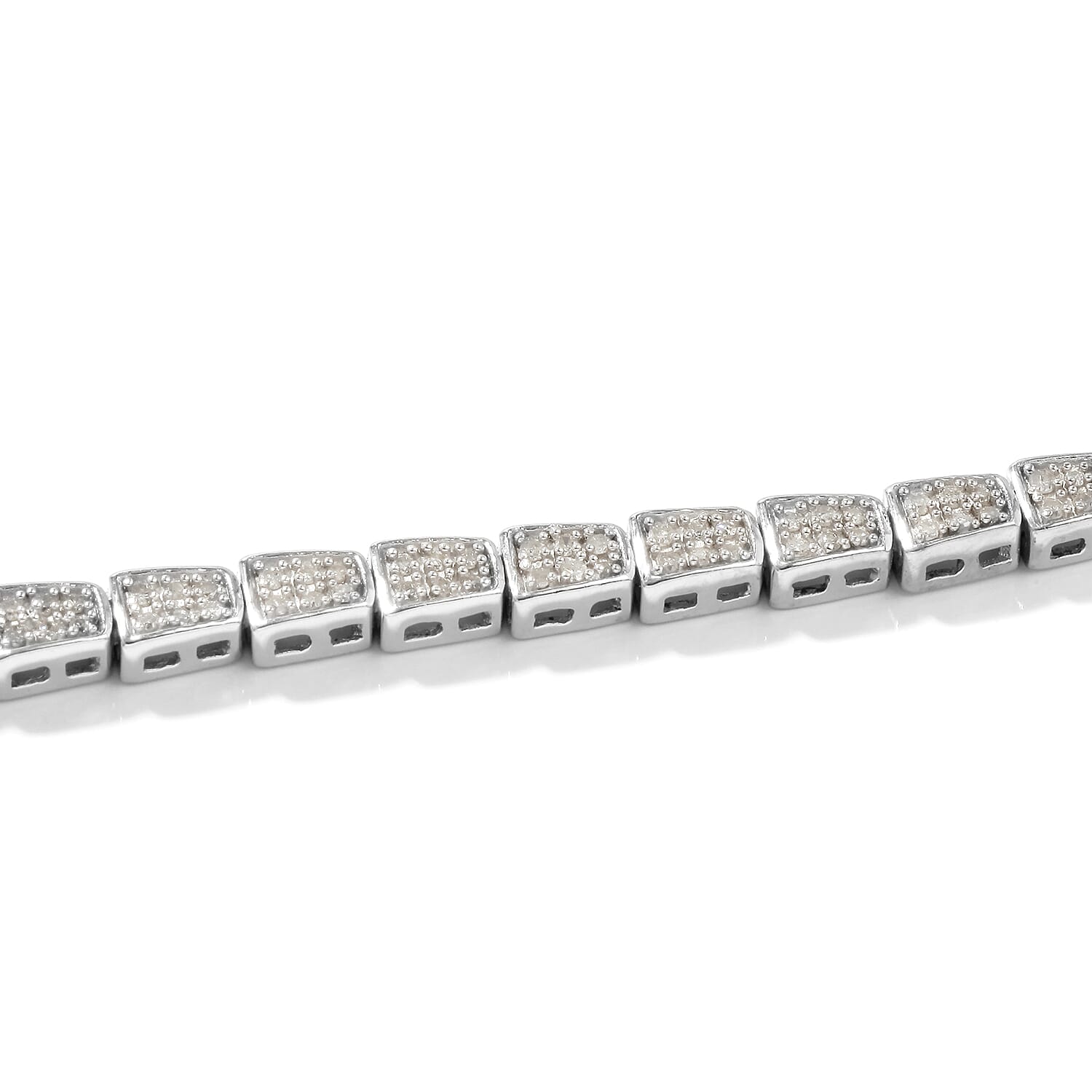 Diamond Serpent Necklace (Size 18) in Platinum Overlay Sterling Silver 1.50 Ct, Silver wt 12.00 Gms