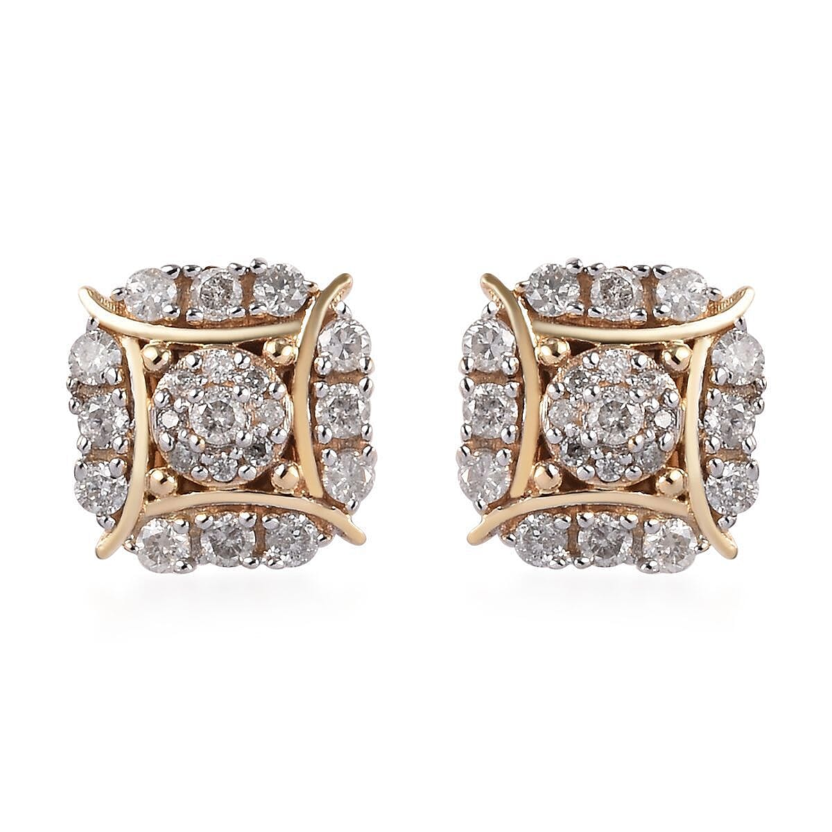 9K Y Gold SGL certified Diamond (I3-G-H) Stud Earrings (with Push Back) 0.33 Ct.