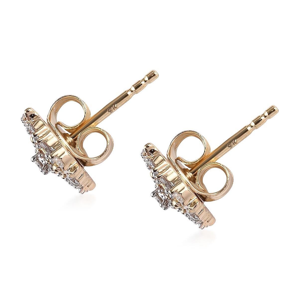 9K Y Gold SGL certified Diamond (I3-G-H) Stud Earrings (with Push Back) 0.33 Ct.