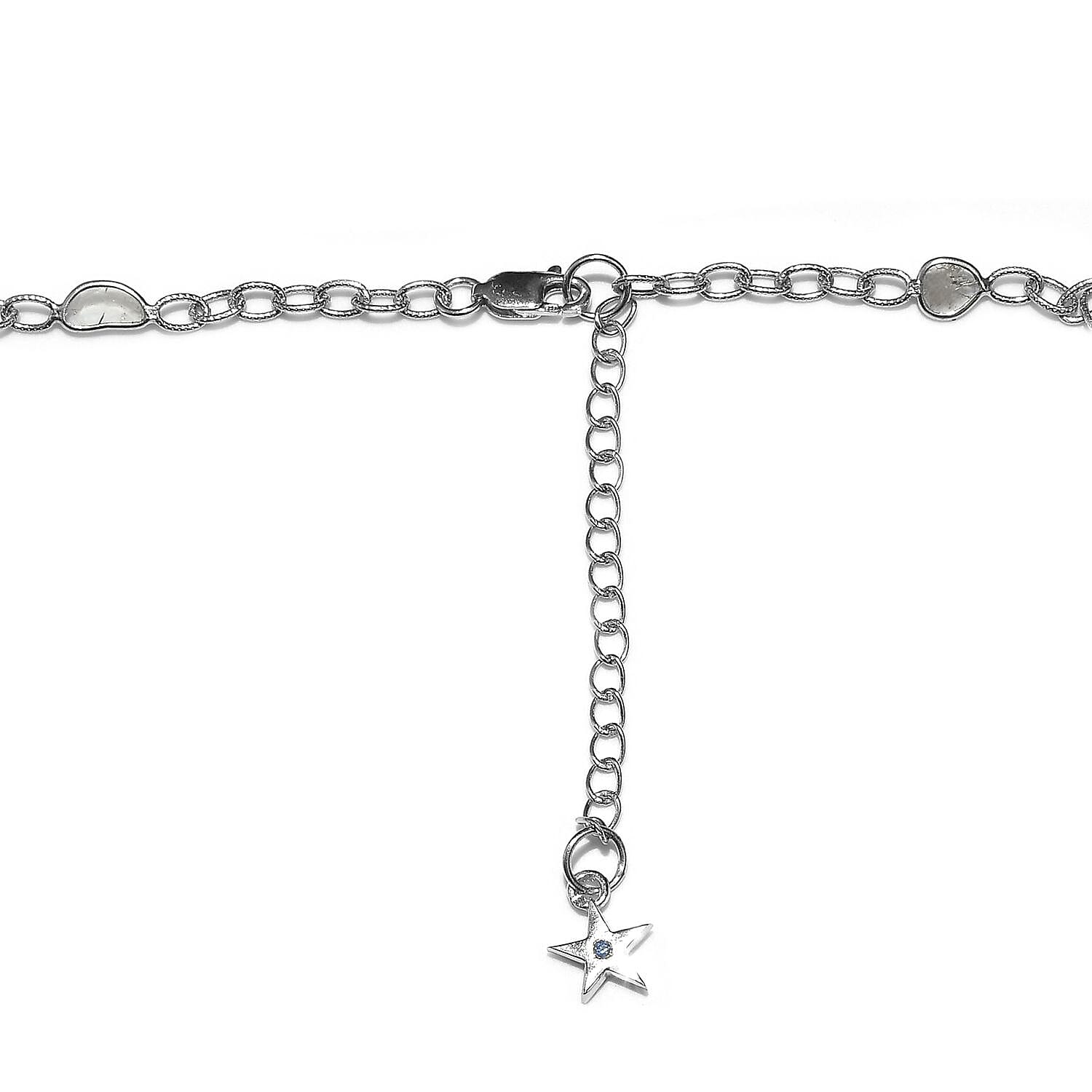 GP Polki Diamond and Blue Sapphire Necklace (Size 18 with 2 inch Extender) in Platinum Overlay Sterling Silver 4.03 Ct, Silver wt 7.91 Gms