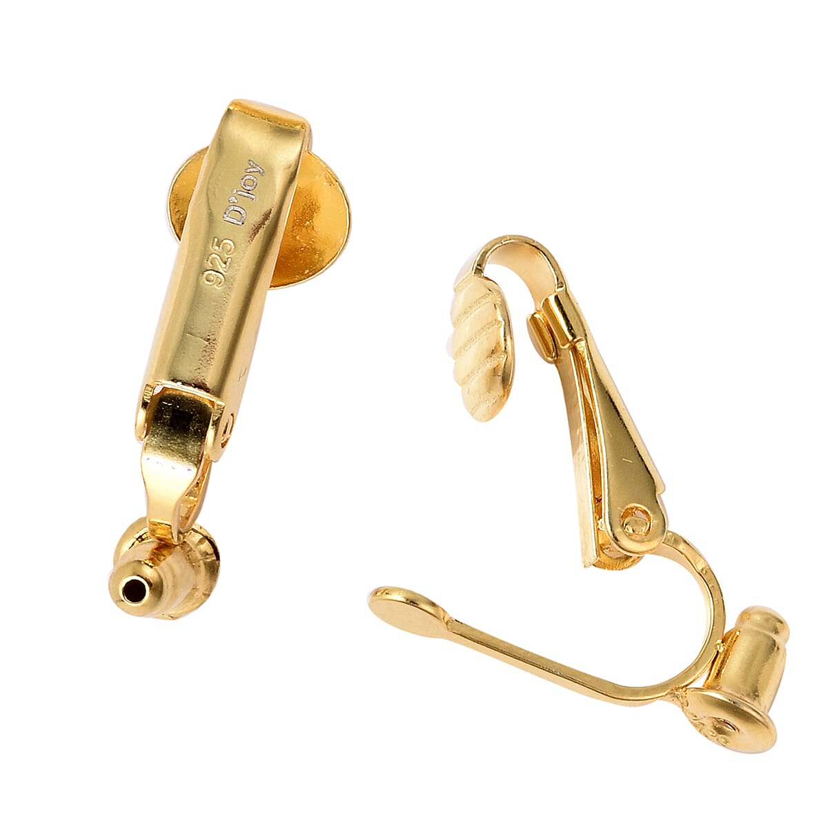 Yellow Gold Overlay Sterling Silver Clip On Earring Converter  - For Stud