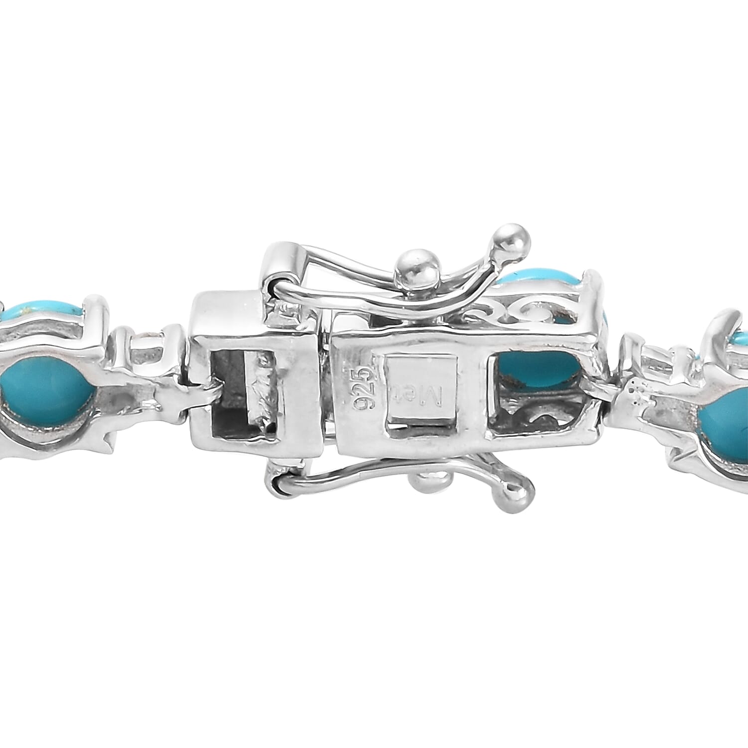 Arizona Sleeping Beauty Turquoise (Rnd), Natural Cambodian Zircon Elephant Bracelet (Size 7.5) in Platinum Overlay Sterling Silver 10.38 Ct, Silver wt 16.00 Gms