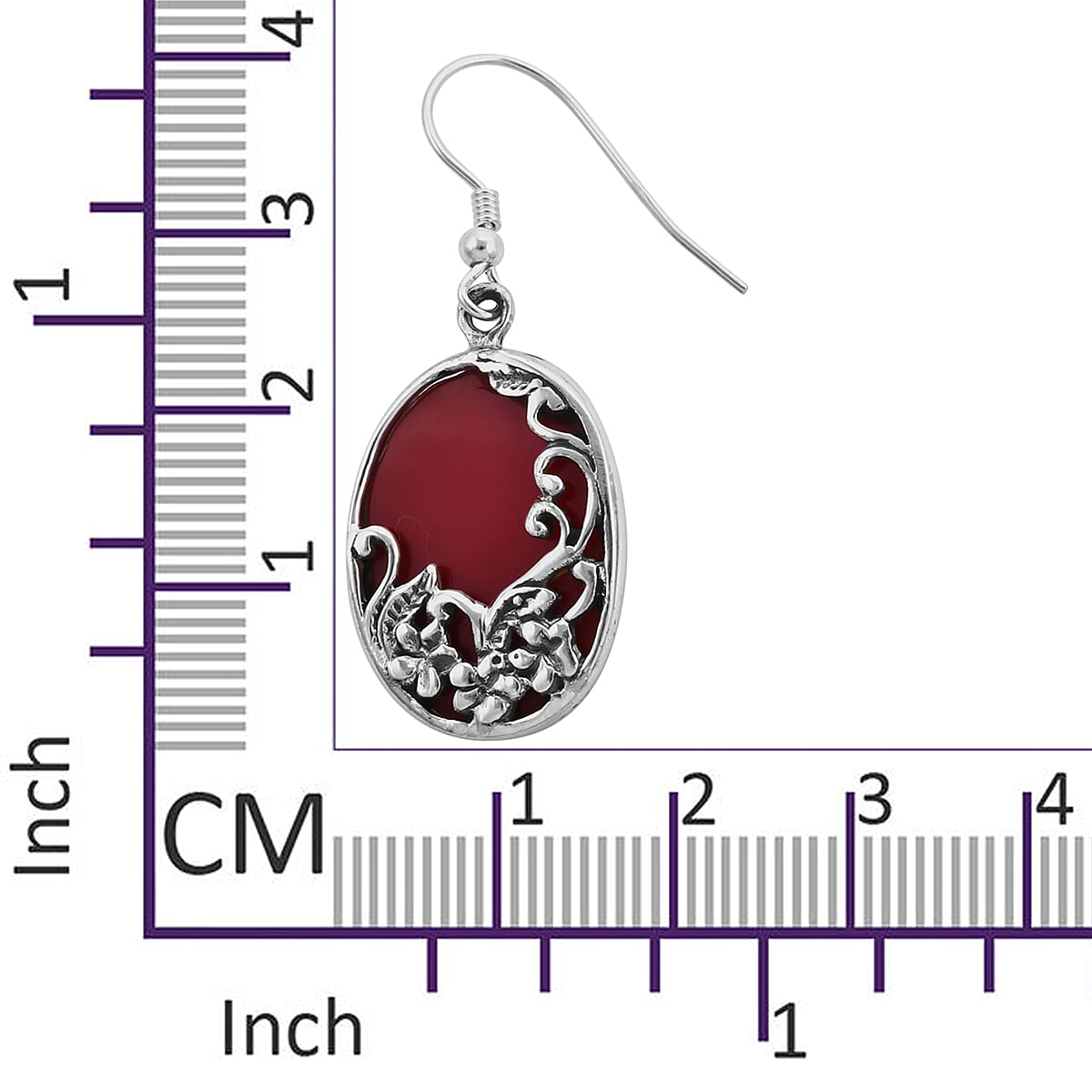 Royal Bali Collection - Sponge Coral Floral Hook Earrings in Sterling Silver, Silver wt 3.51 Gms