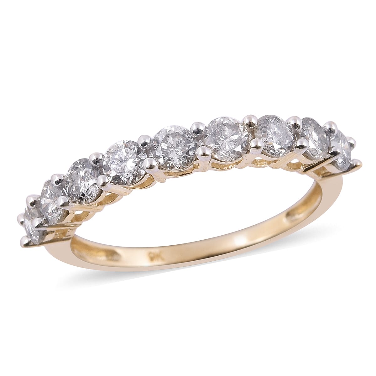 9K Yellow Gold SGL Certified Diamond (Rnd) (I3/G-H) Eternity Ring 1.00 Ct.