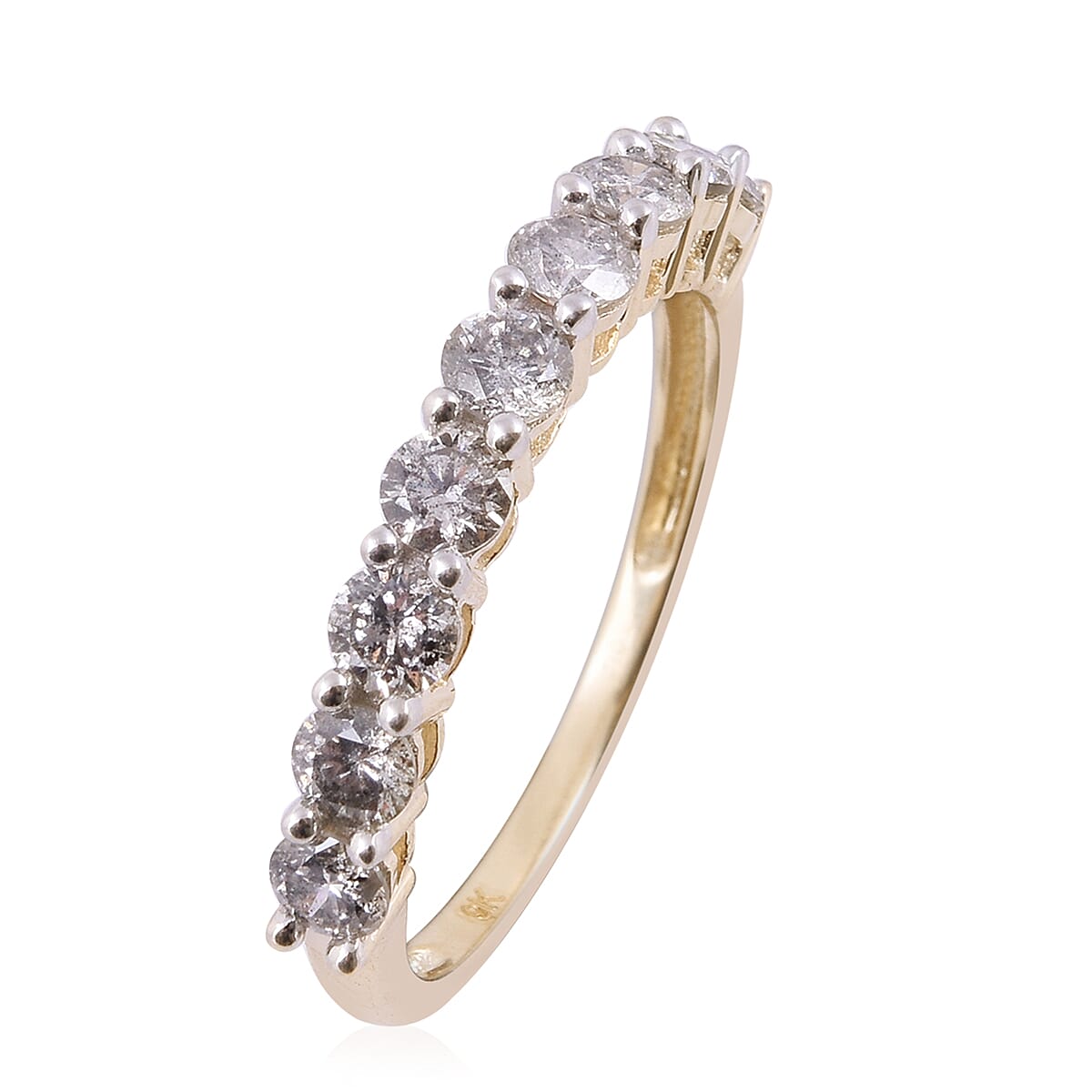 9K Yellow Gold SGL Certified Diamond (Rnd) (I3/G-H) Eternity Ring 1.00 Ct.
