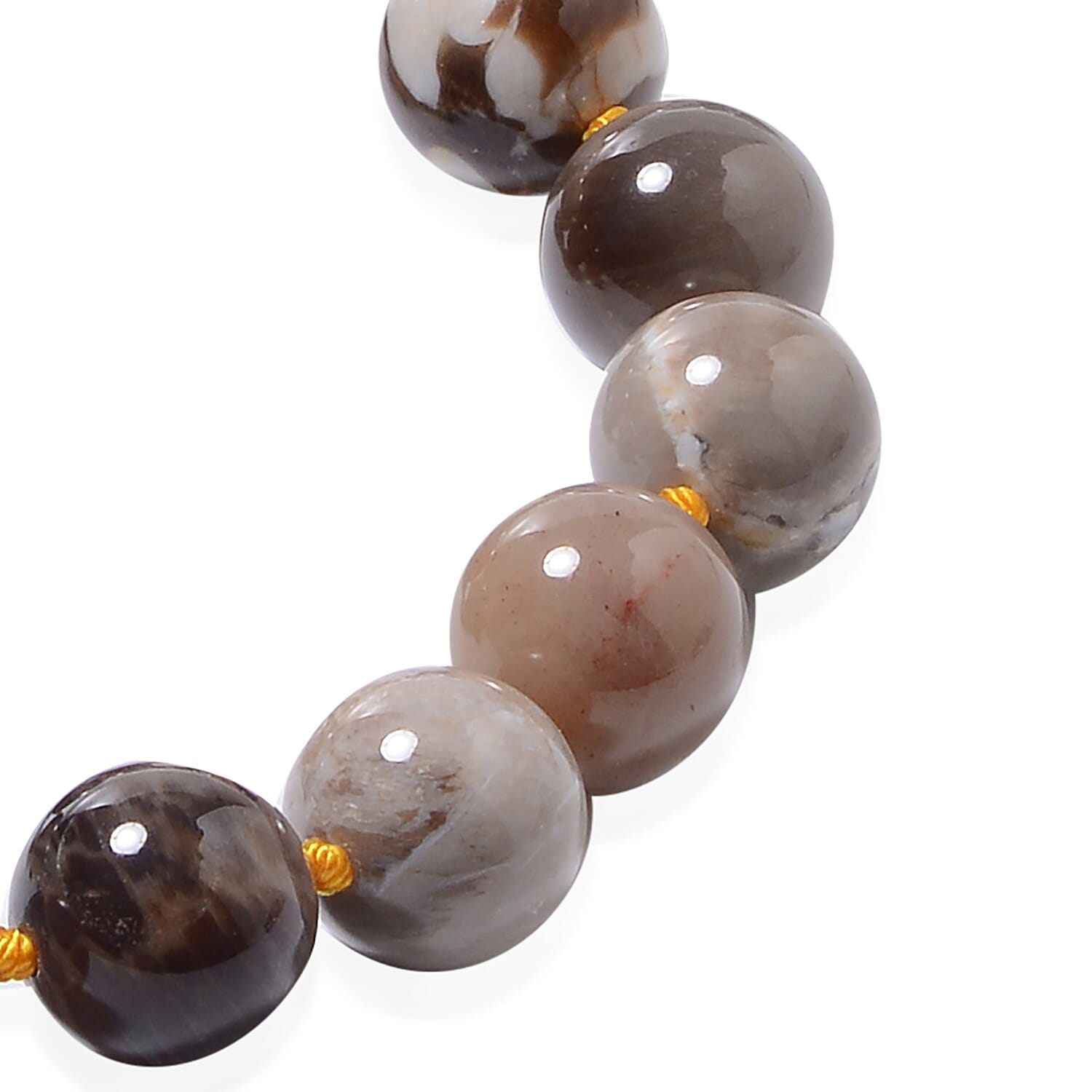 Australian Boulder Opal (Rnd 12-13 mm) Beads Necklace (Size 20) in Rhodium Overlay Sterling Silver with Magnetic Lock 444.00 Ct.