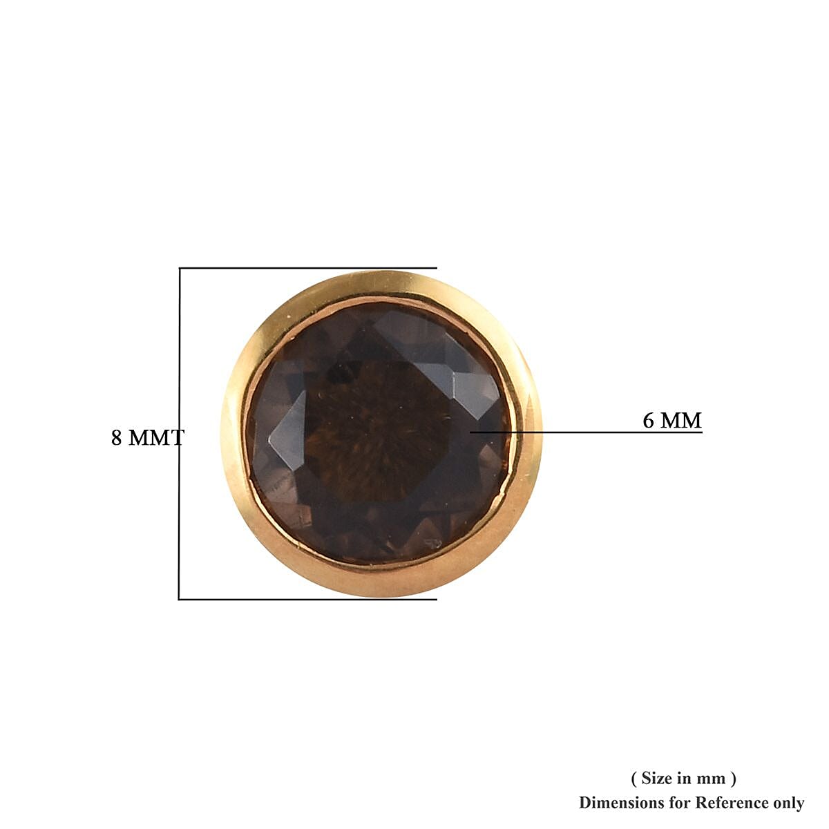Brazilian Smoky Quartz (Rnd) Stud Earrings (with Push Back) in 14K Gold Overlay Sterling Silver 1.50 Ct.