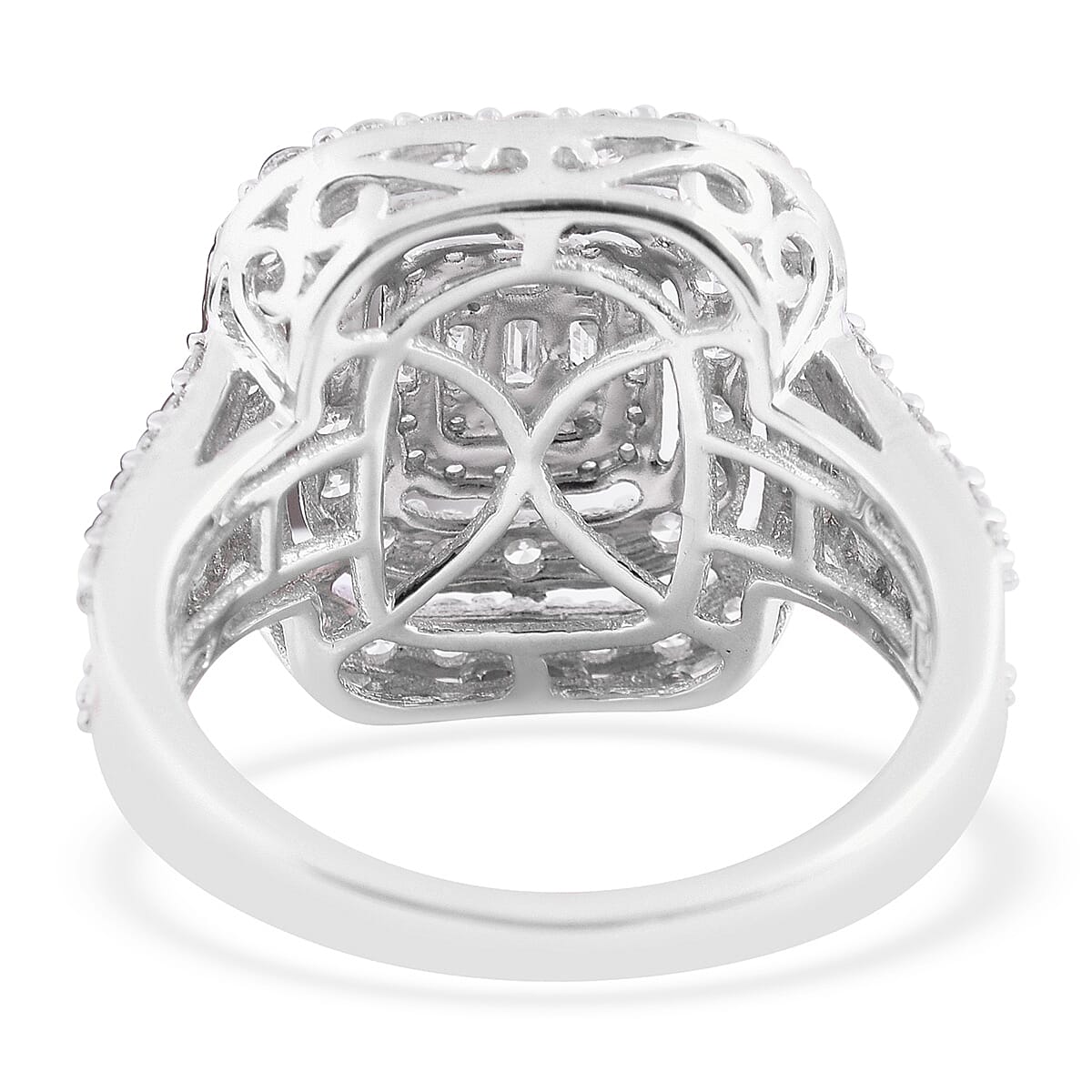 ILIANA 18K White Gold IGI Certified Diamond (SI/G-H) Cluster Ring 2.00 Ct., Gold wt 6.40 Gms