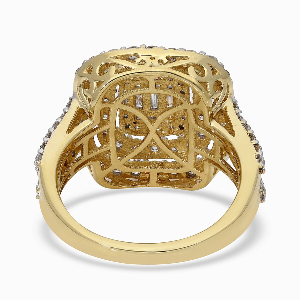 ILIANA 18K Yellow Gold IGI Certified Diamond (SI/G-H) Cluster Ring 2.00 Ct, Gold wt 6.00 Gms