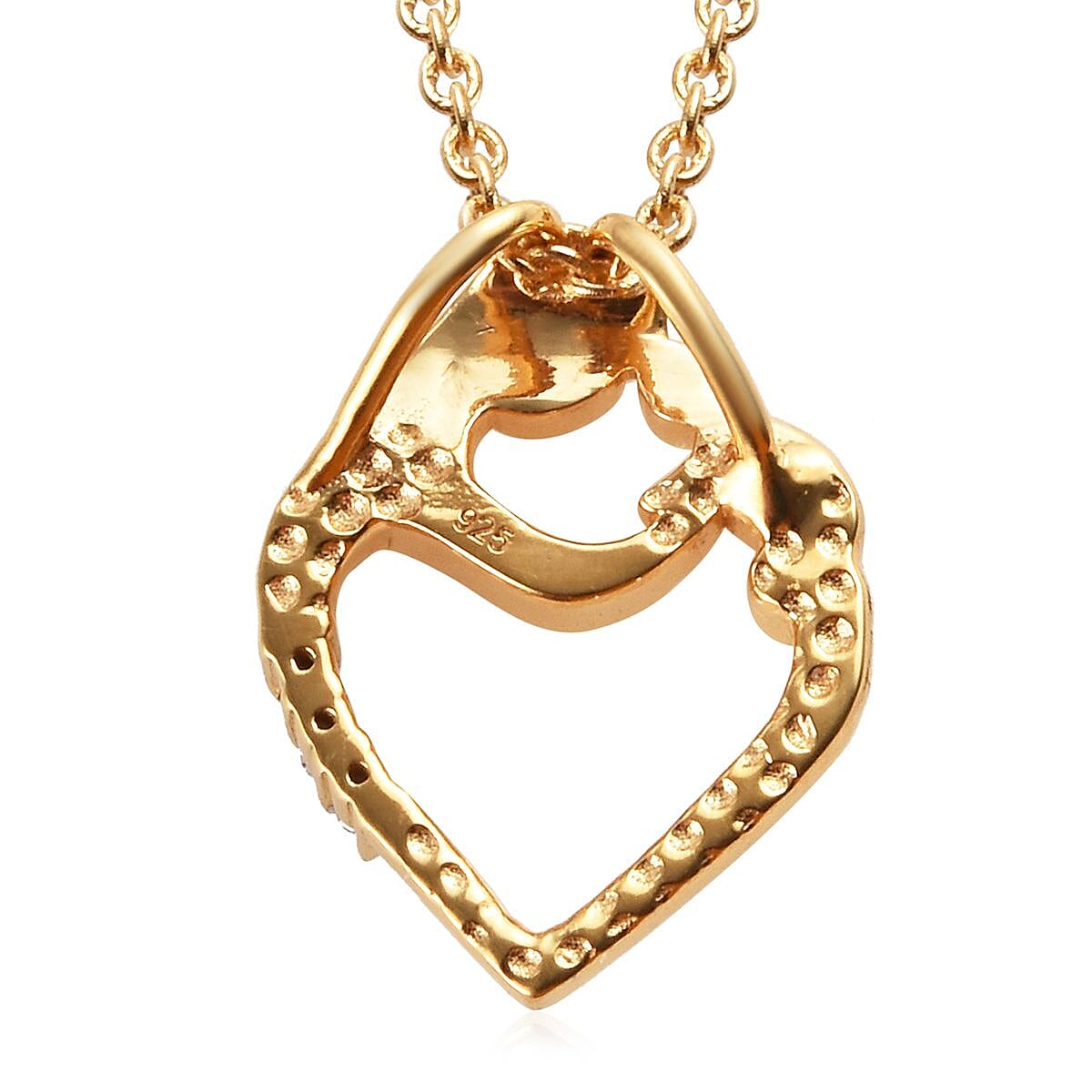 Diamond (Rnd) Mother Child Love Pendant with Chain in 14K Gold Overlay Sterling Silver 0.03 Ct.