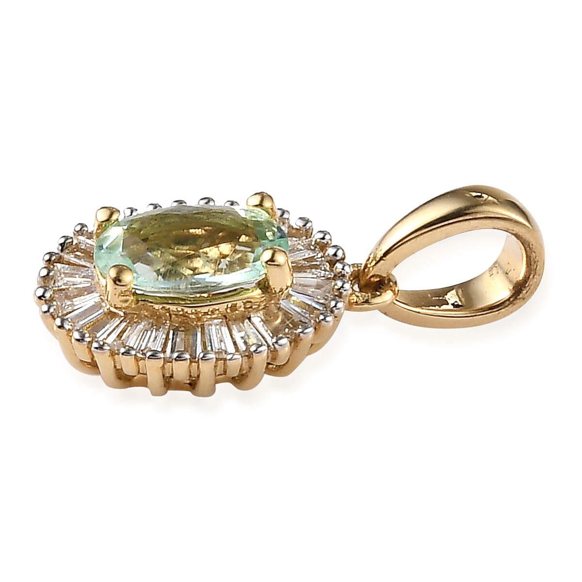 ILIANA 18K Yellow Gold AAA Mozambique Paraiba Tourmaline (Ovl), Diamond (SI-G-H) Pendant