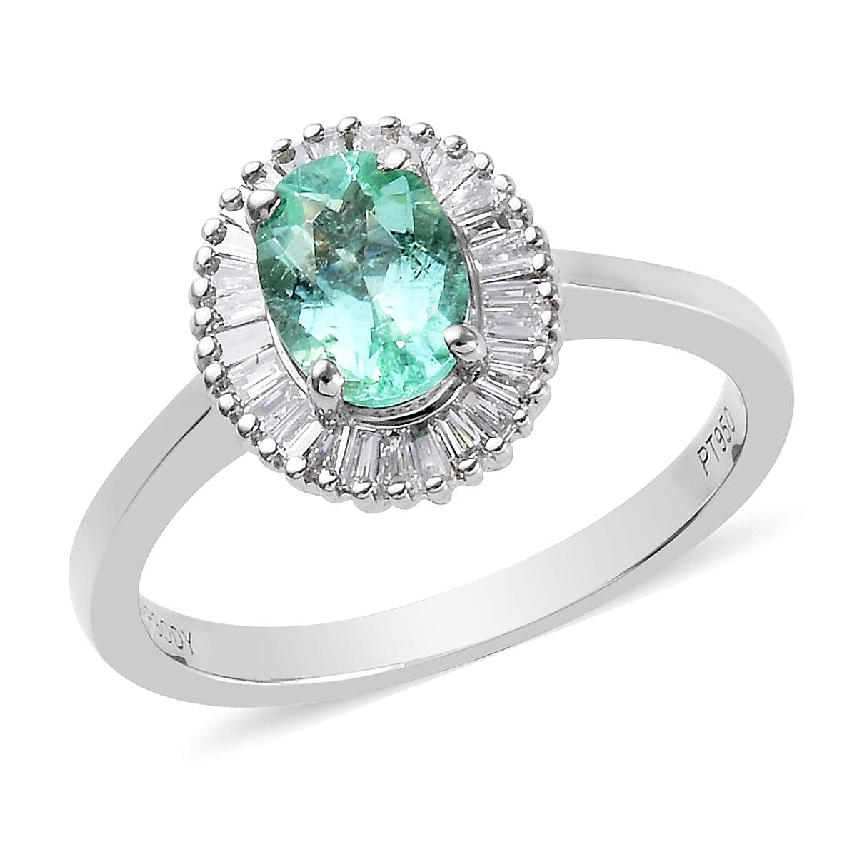 RHAPSODY 950 Platinum AAAA Mozambique Paraiba Tourmaline (Ovl 7x5mm), Diamond (VS-E-F) Ring 1.00 Ct.